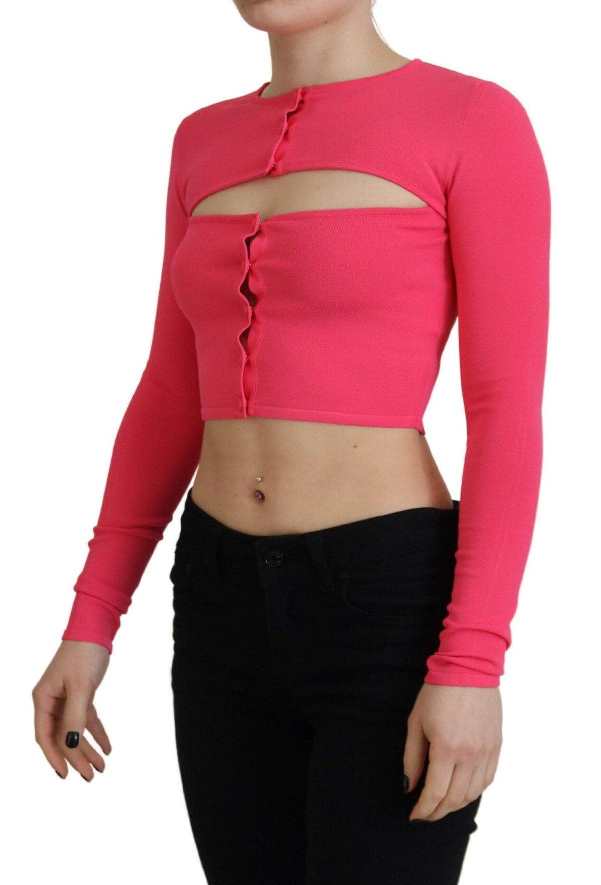 Top de manga larga con escote abierto en viscosa rosa de Dsquared²