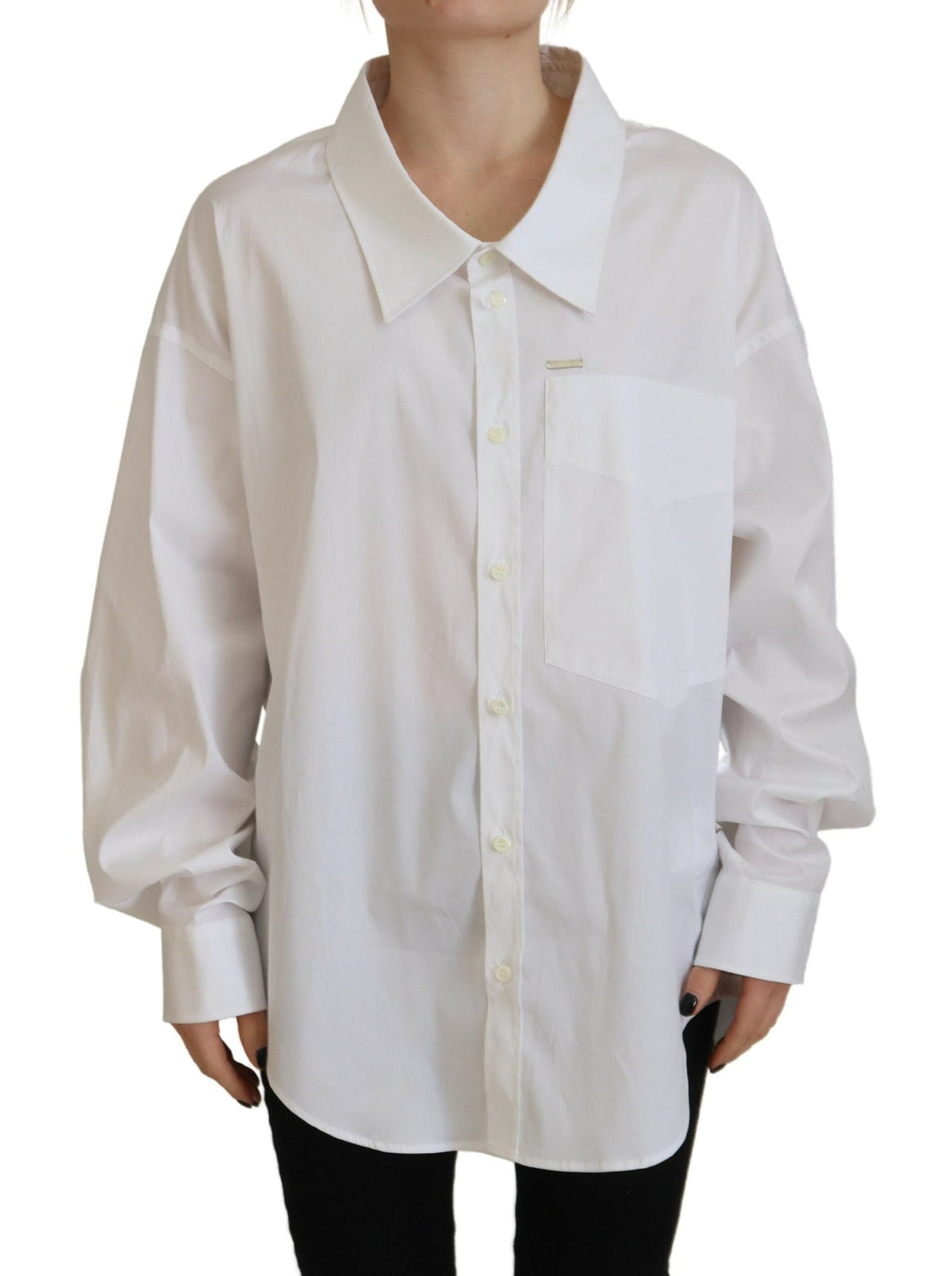 Chemise blanche à col boutonné en coton Dsquared²