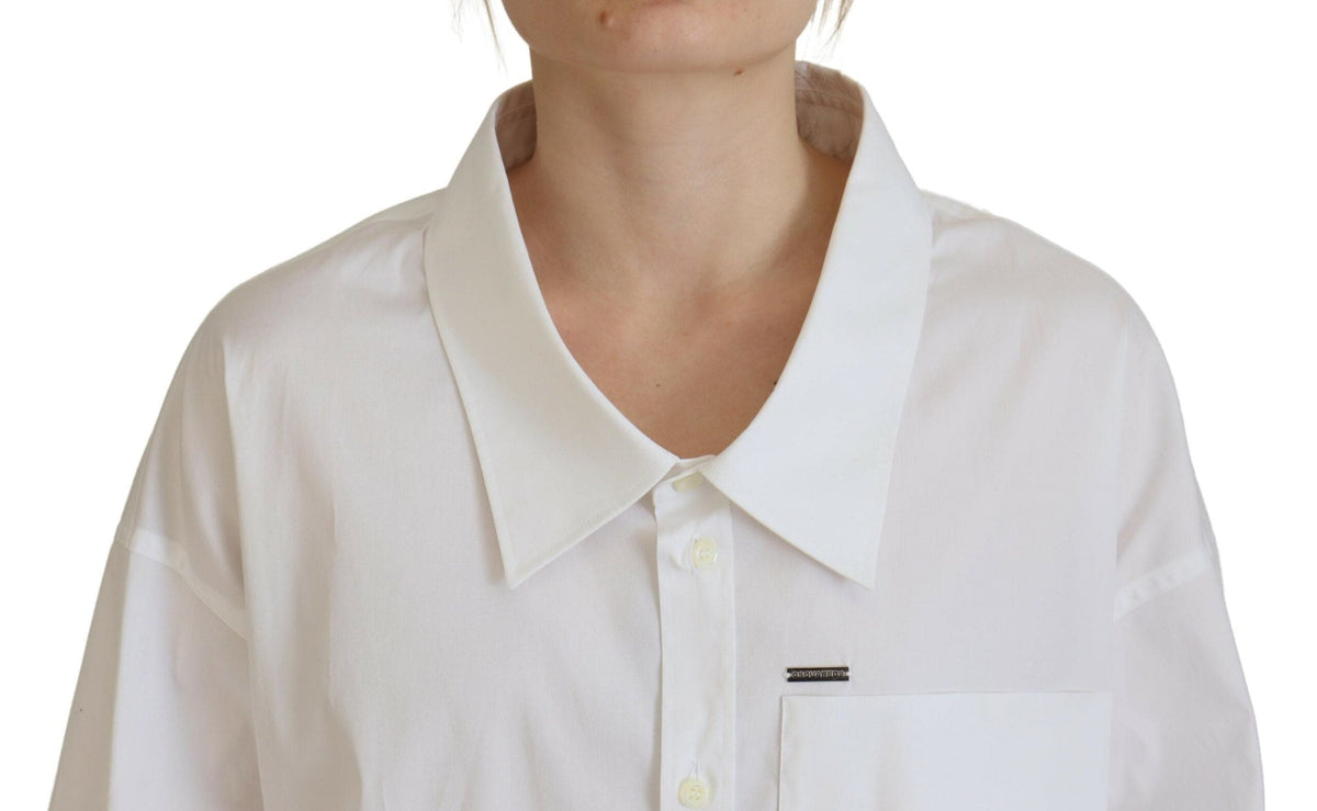 Camisa de vestir con cuello abotonado en algodón blanco de Dsquared²