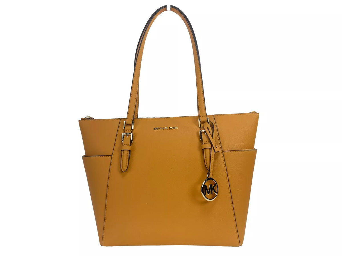 Sac fourre-tout en cuir Michael Kors Charlotte Cider à fermeture éclair sur le dessus, grand modèle