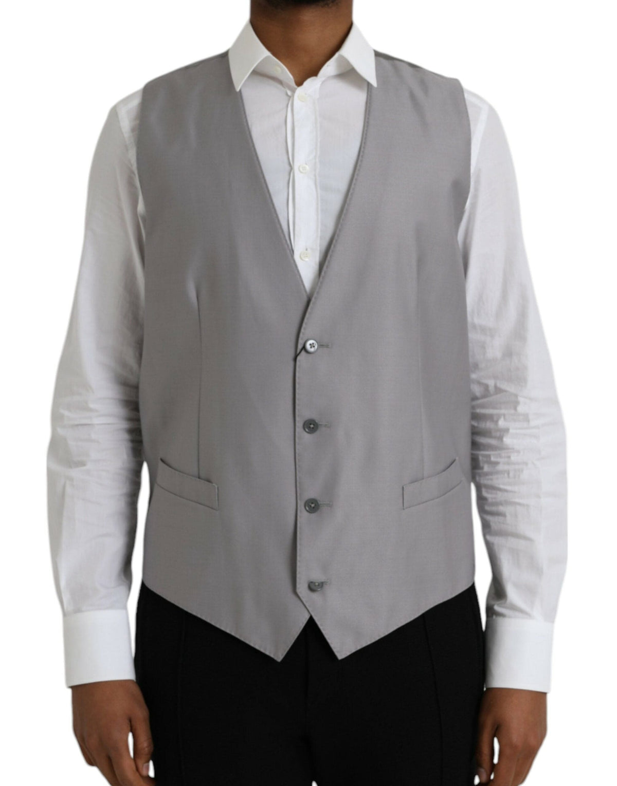 Gilet de costume en laine gris clair Dolce &amp; Gabbana