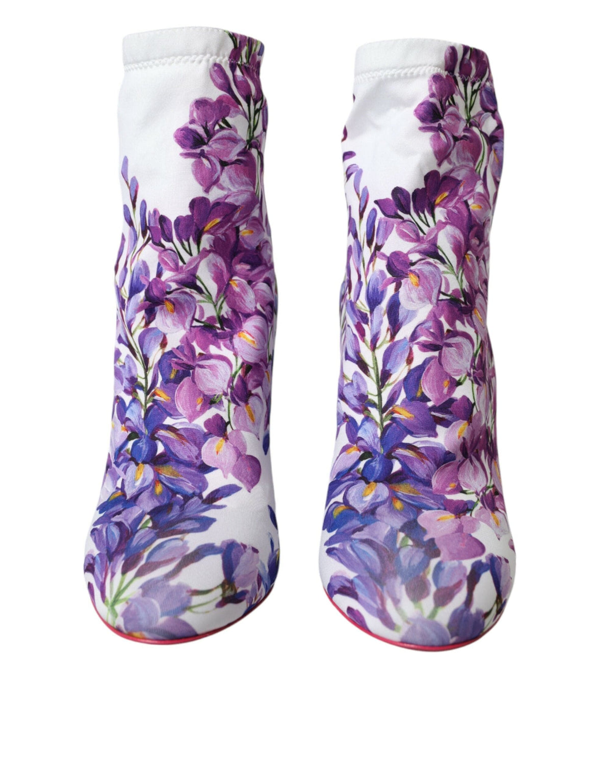 Chaussures bottines en jersey stretch à fleurs blanches Dolce &amp; Gabbana