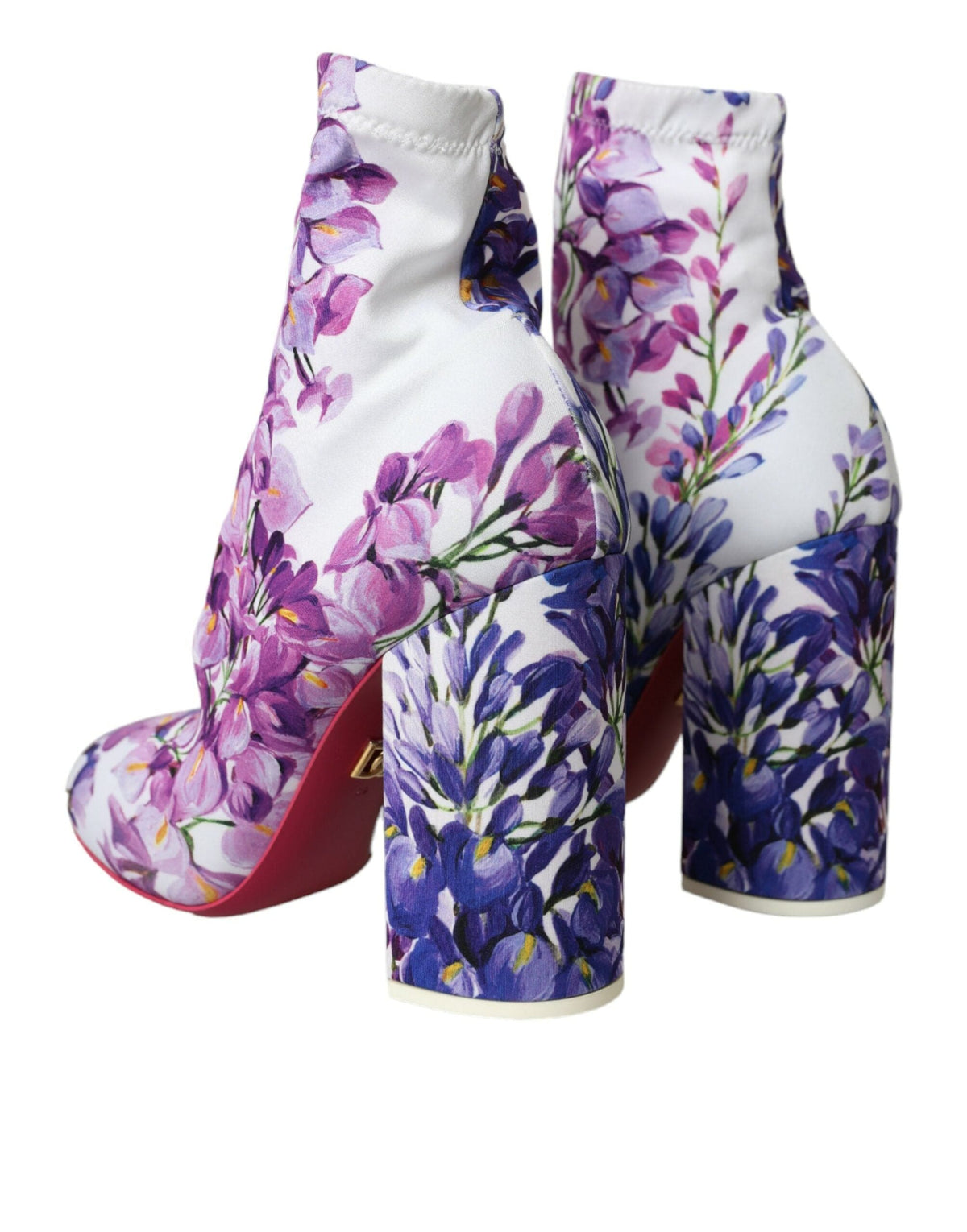 Chaussures bottines en jersey stretch à fleurs blanches Dolce &amp; Gabbana