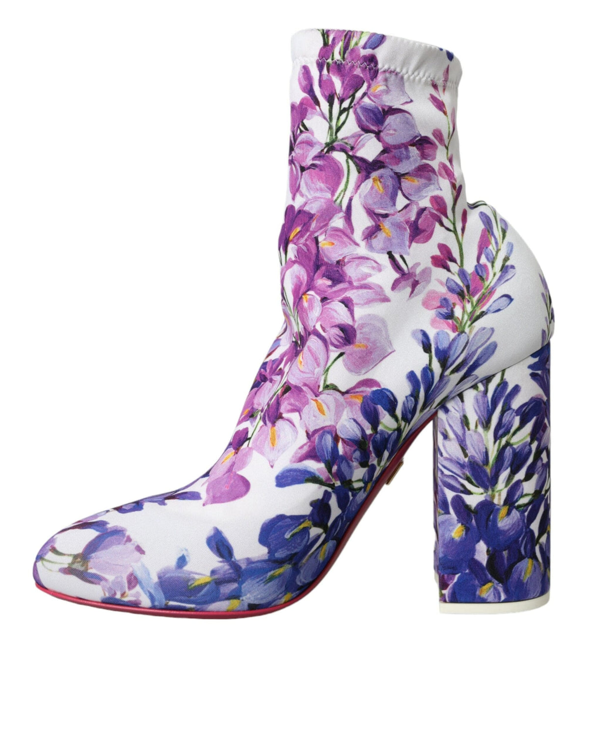 Chaussures bottines en jersey stretch à fleurs blanches Dolce &amp; Gabbana