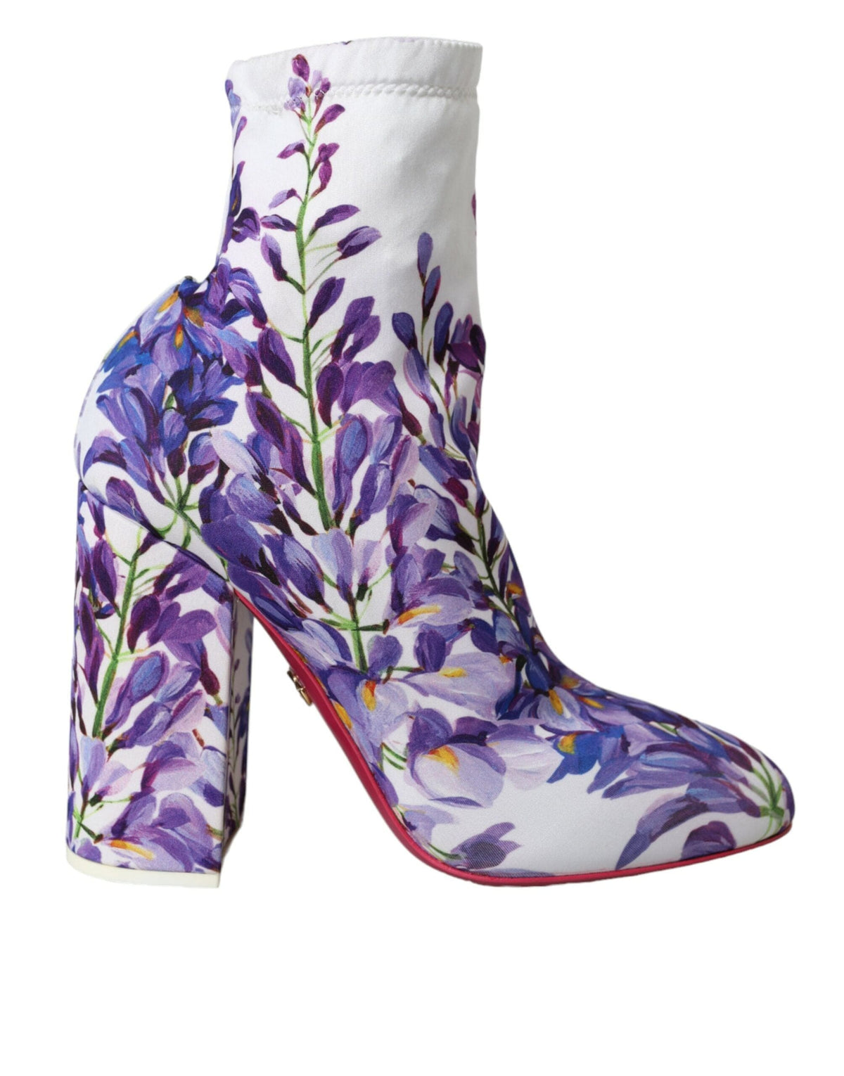 Chaussures bottines en jersey stretch à fleurs blanches Dolce &amp; Gabbana