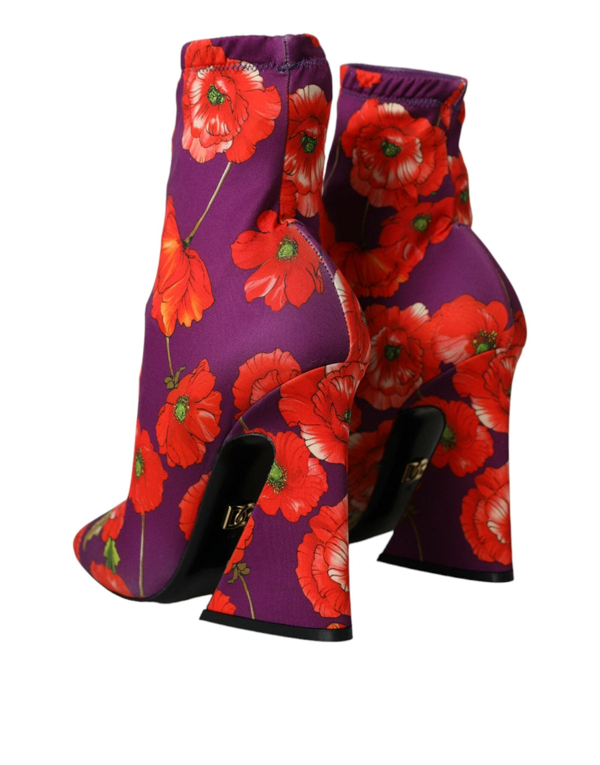 Chaussures bottines en jersey stretch à fleurs violettes Dolce &amp; Gabbana