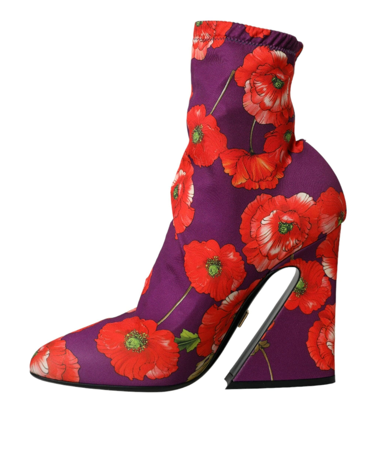 Chaussures bottines en jersey stretch à fleurs violettes Dolce &amp; Gabbana