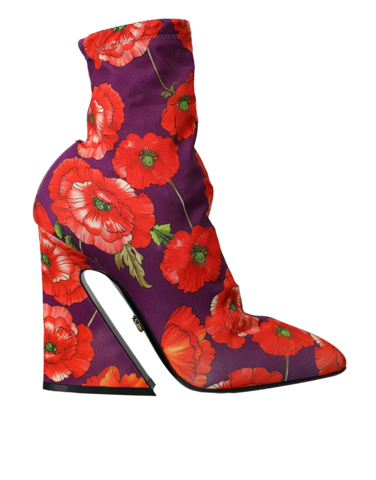 Chaussures bottines en jersey stretch à fleurs violettes Dolce &amp; Gabbana