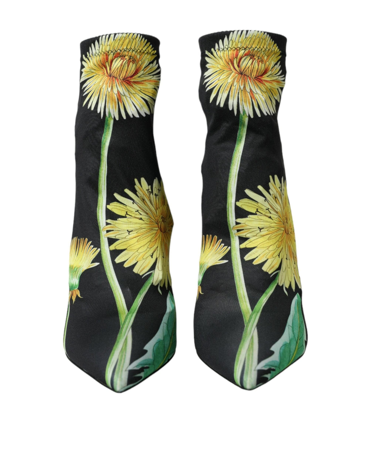 Bottines en jersey stretch à fleurs noires Dolce &amp; Gabbana