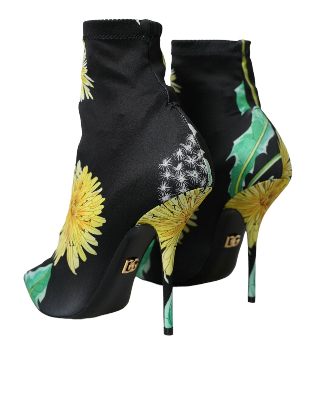 Bottines en jersey stretch à fleurs noires Dolce &amp; Gabbana