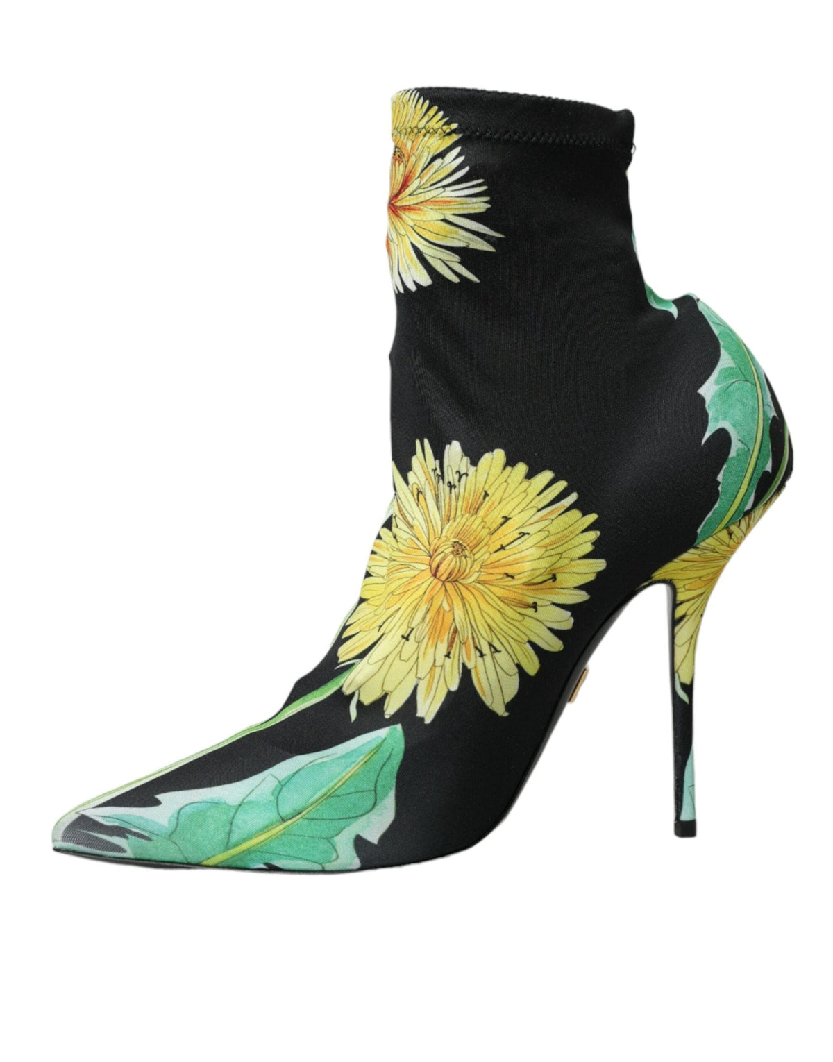 Bottines en jersey stretch à fleurs noires Dolce &amp; Gabbana