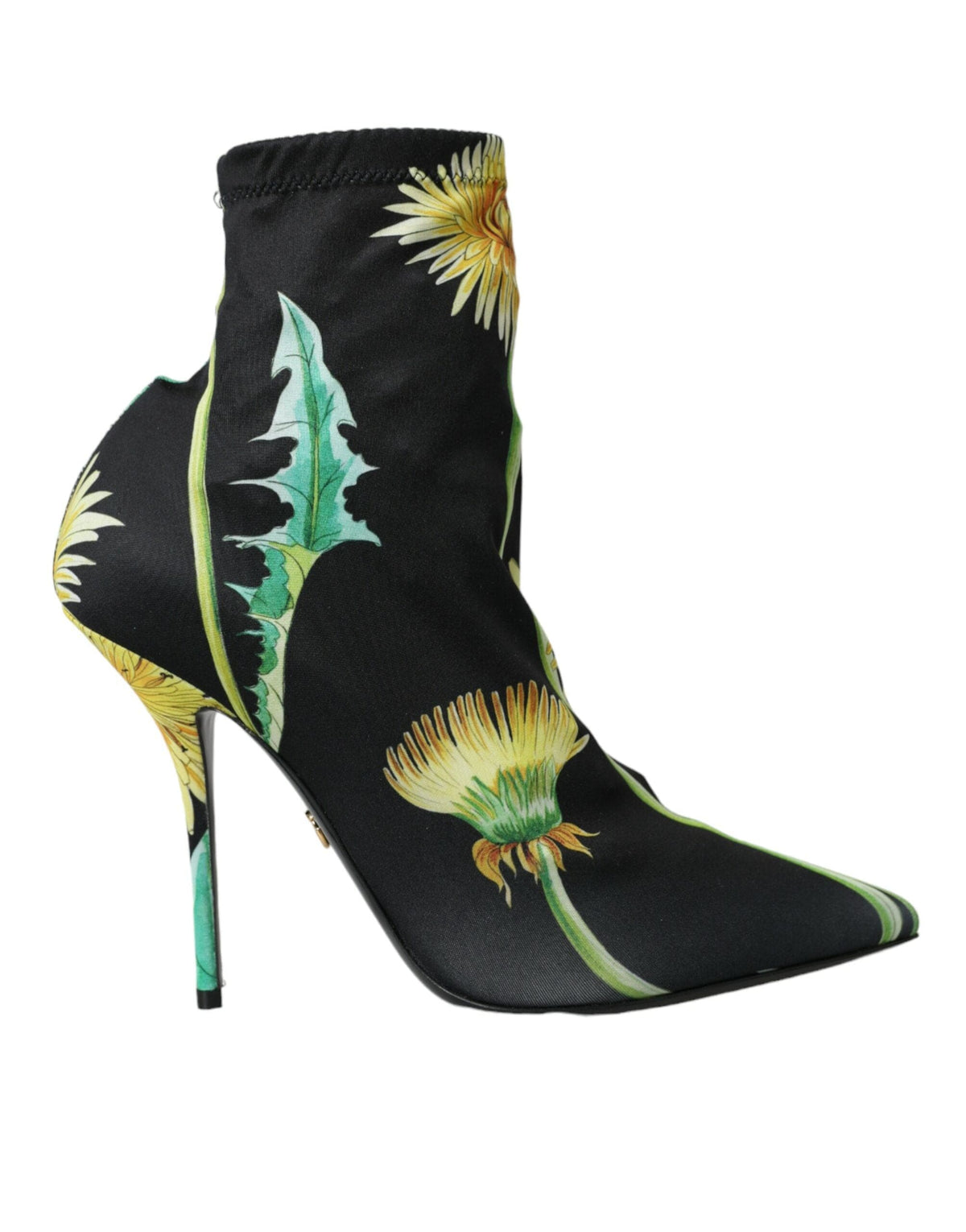 Bottines en jersey stretch à fleurs noires Dolce &amp; Gabbana