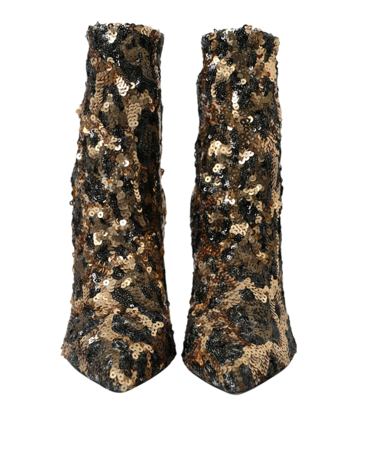 Botas y zapatos de tacón con lentejuelas y estampado de leopardo dorado de Dolce &amp; Gabbana