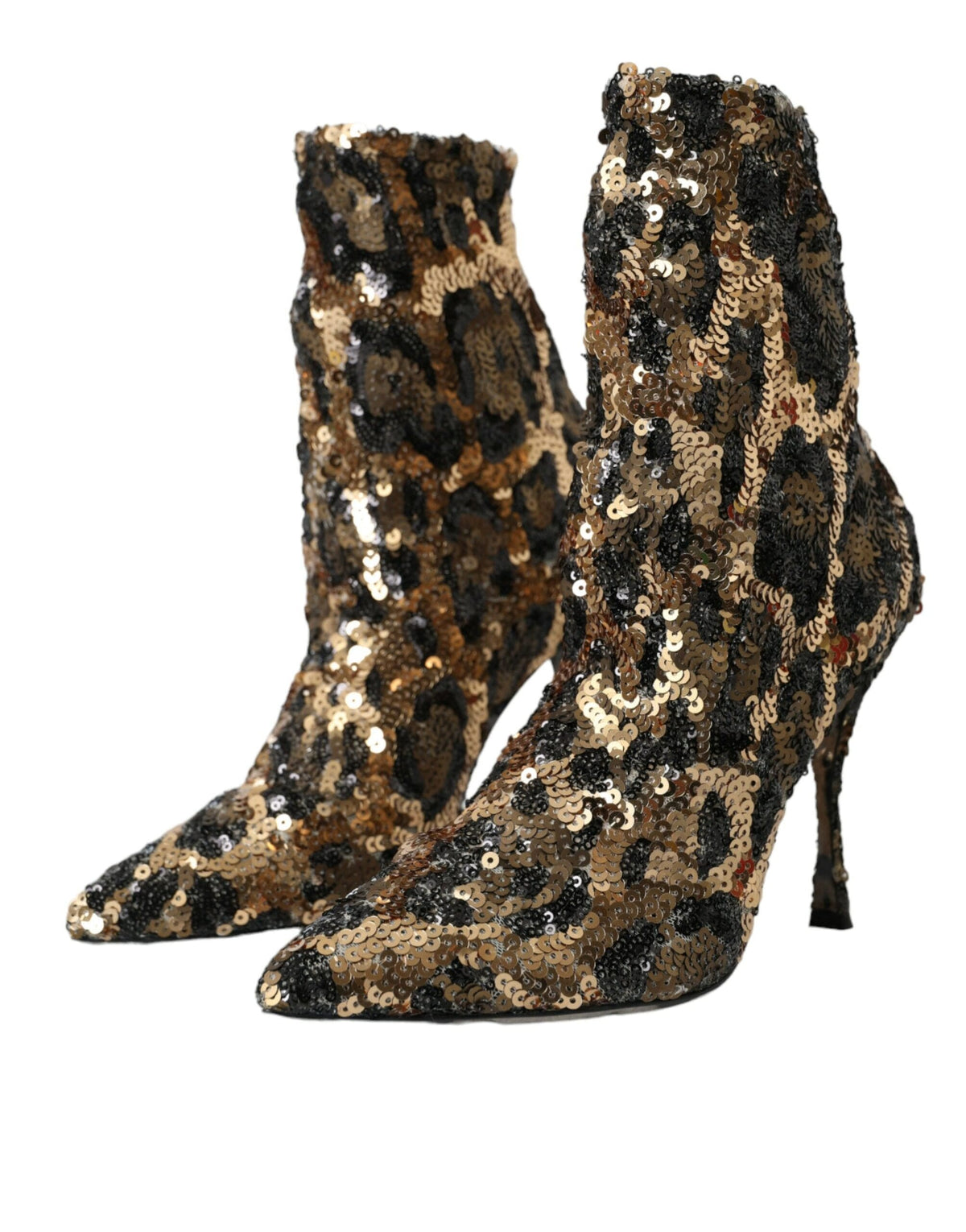 Botas y zapatos de tacón con lentejuelas y estampado de leopardo dorado de Dolce &amp; Gabbana