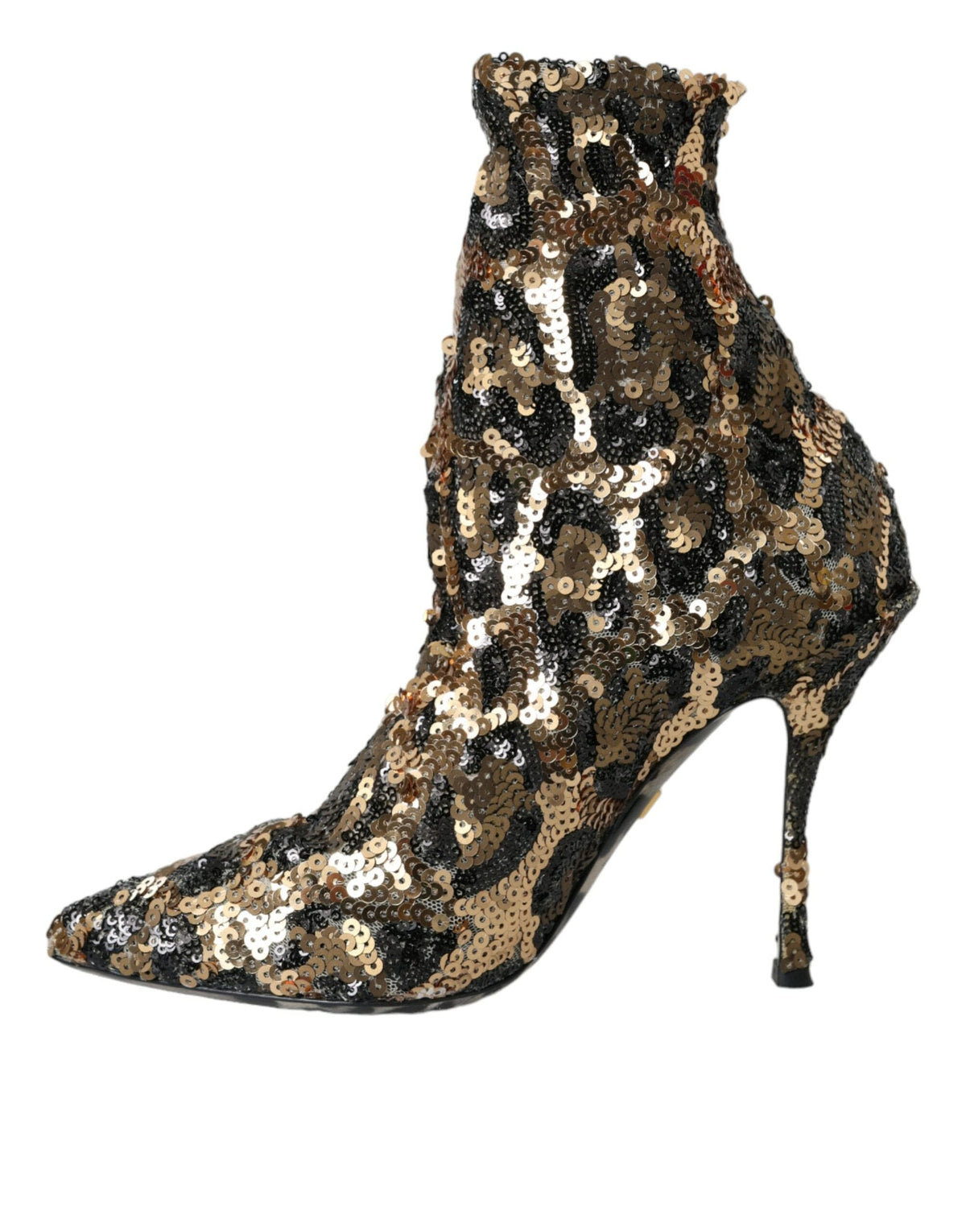 Botas y zapatos de tacón con lentejuelas y estampado de leopardo dorado de Dolce &amp; Gabbana