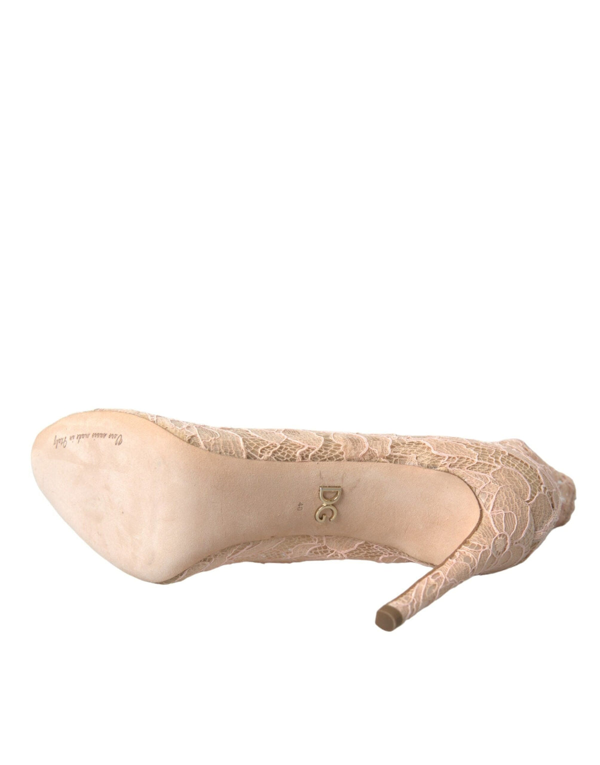 Chaussures bottines en dentelle extensible beige Taormina de Dolce &amp; Gabbana