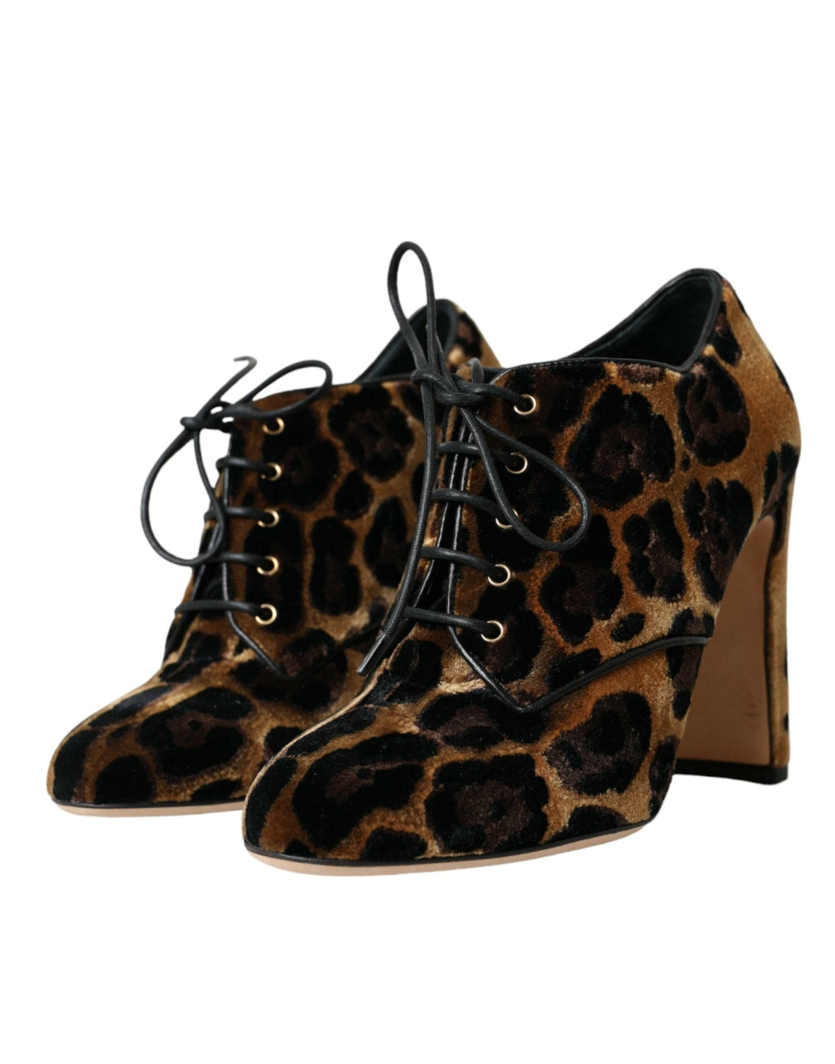 Botines con cordones y pelo de leopardo marrón de Dolce &amp; Gabbana