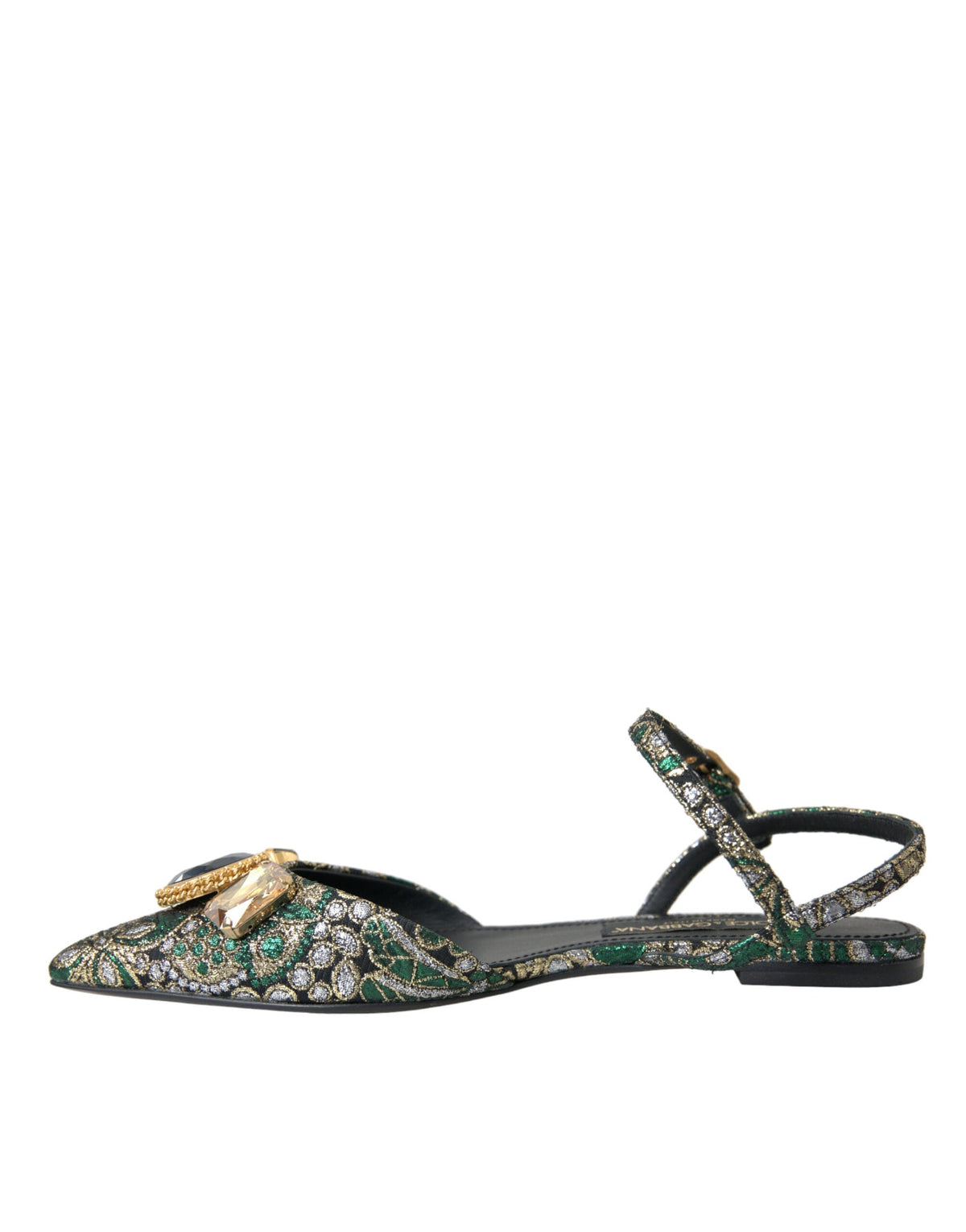 Sandalias con tiras cruzadas y cristales en jacquard multicolor de Dolce &amp; Gabbana