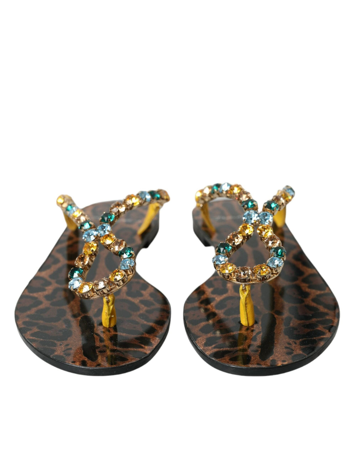 Chaussures de plage en cuir de veau cristal moutarde Dolce &amp; Gabbana