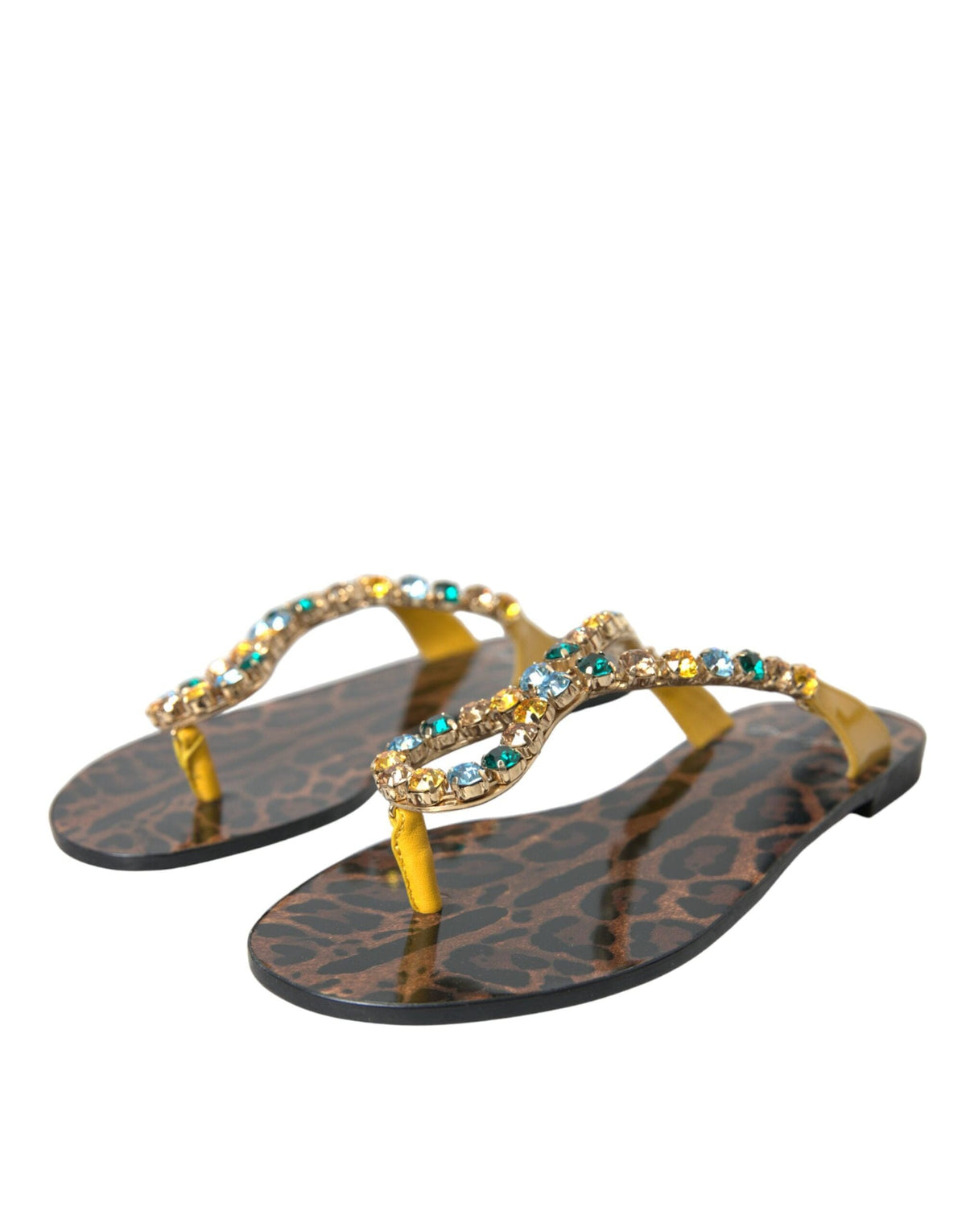 Chaussures de plage en cuir de veau cristal moutarde Dolce &amp; Gabbana