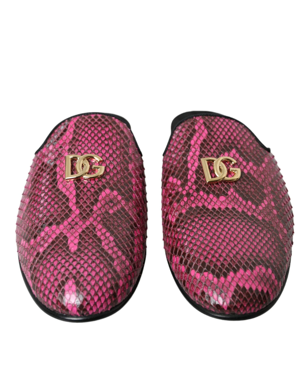 Sandalias planas tipo mule con logo de pitón fucsia de Dolce &amp; Gabbana