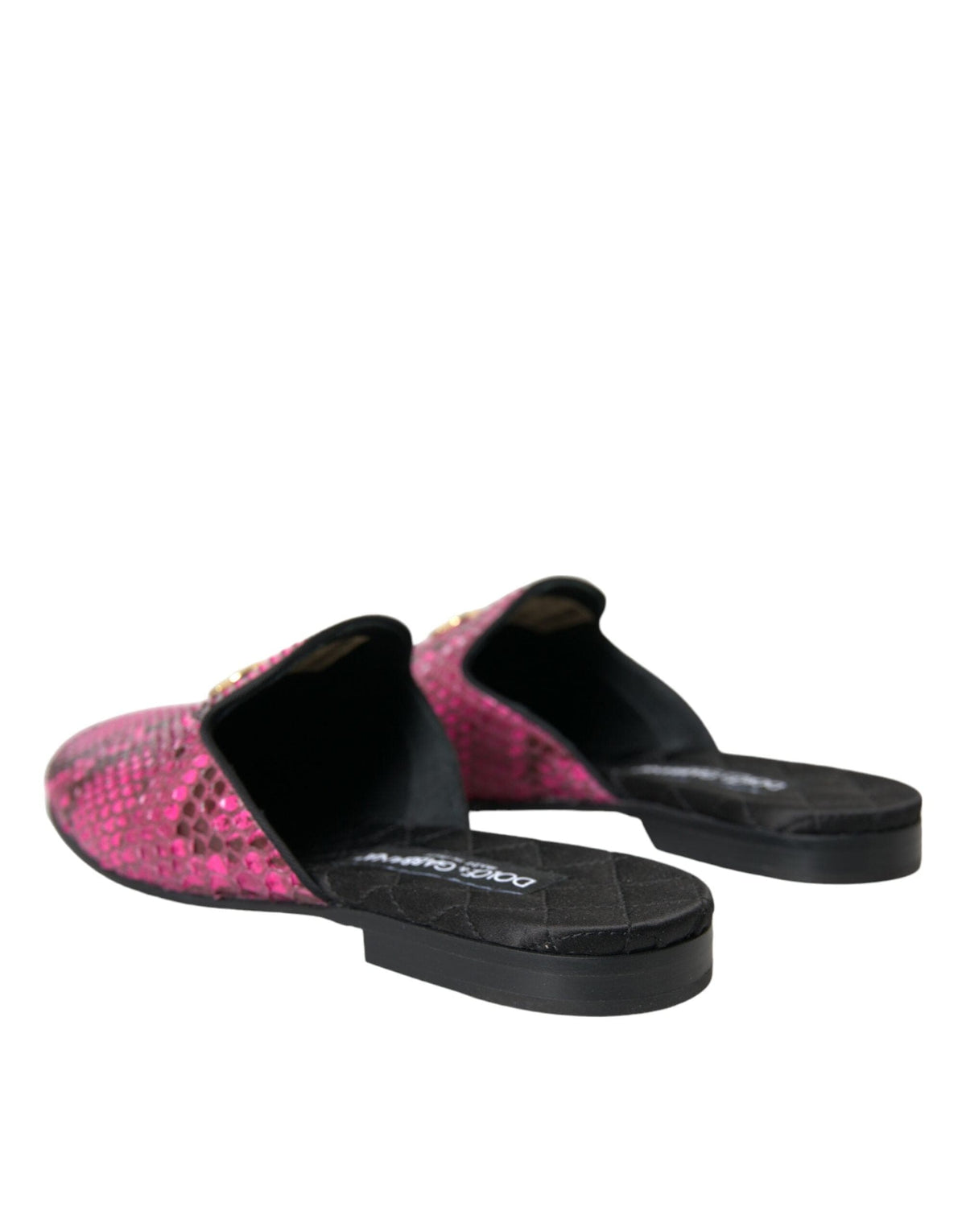 Sandalias planas tipo mule con logo de pitón fucsia de Dolce &amp; Gabbana