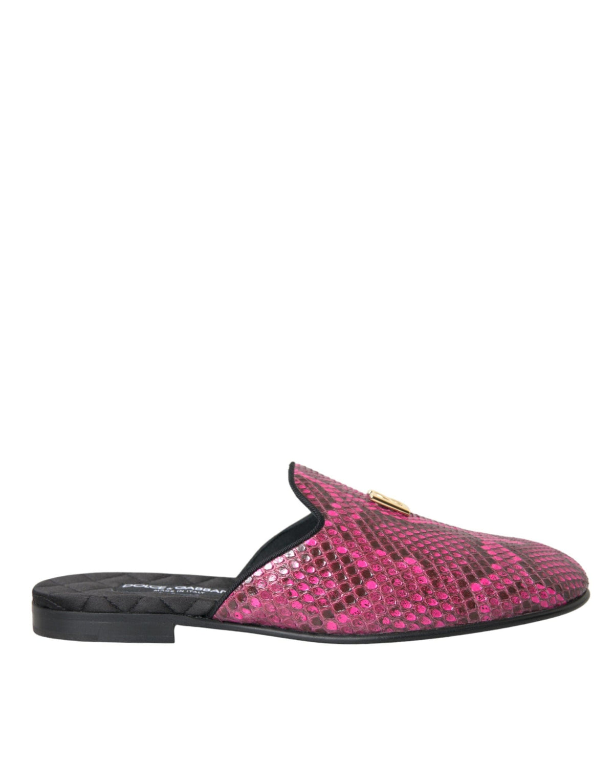 Sandalias planas tipo mule con logo de pitón fucsia de Dolce &amp; Gabbana