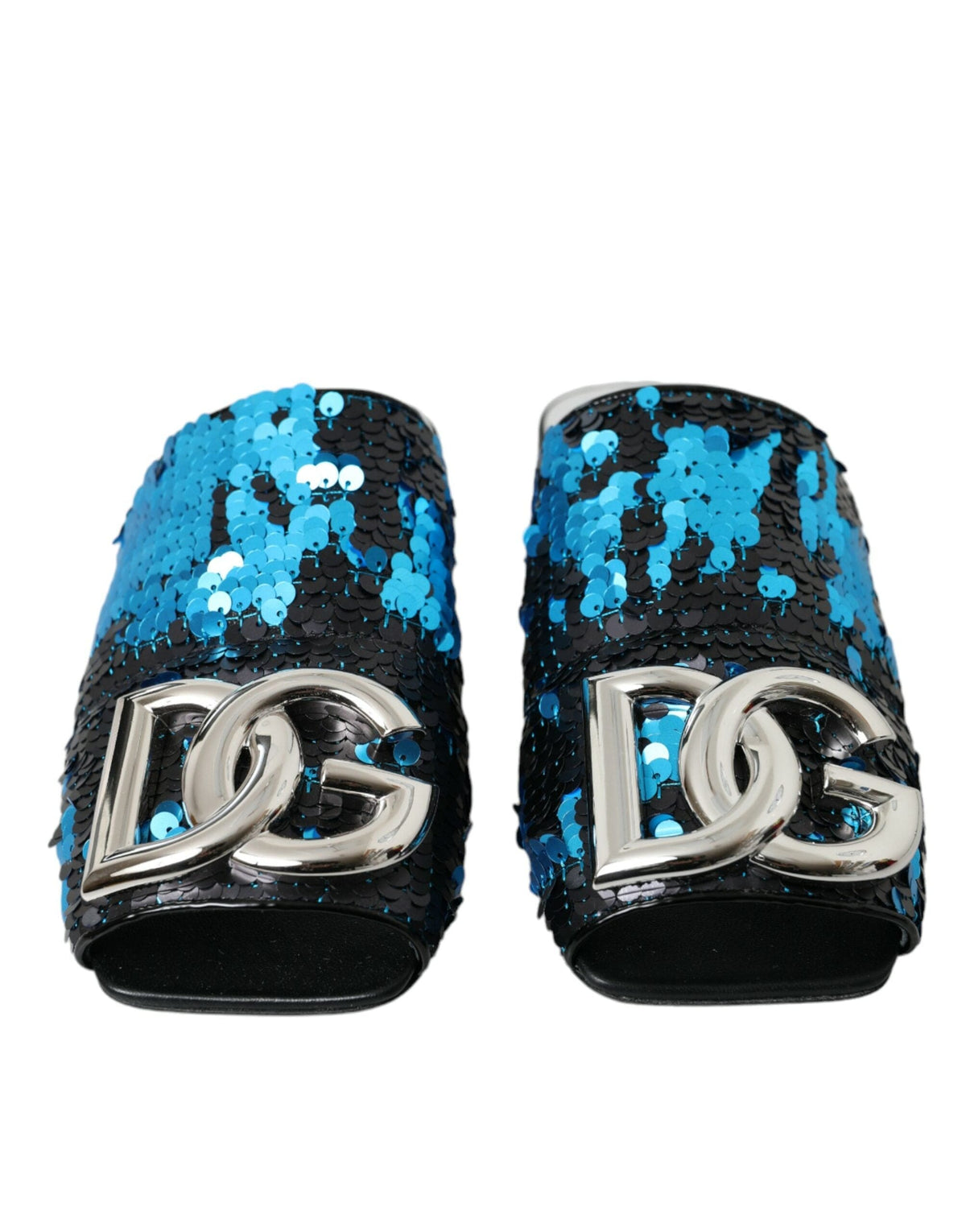 Sandalias con logo y lentejuelas azules de Dolce &amp; Gabbana