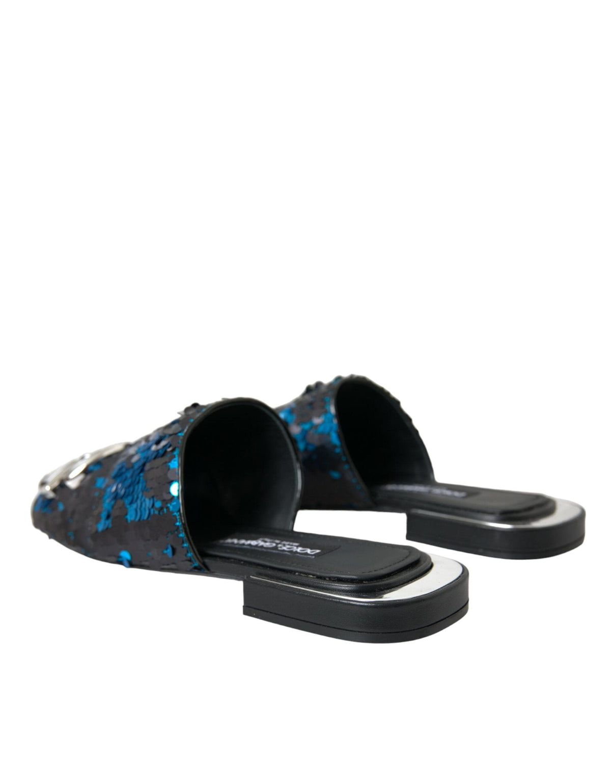 Sandalias con logo y lentejuelas azules de Dolce &amp; Gabbana