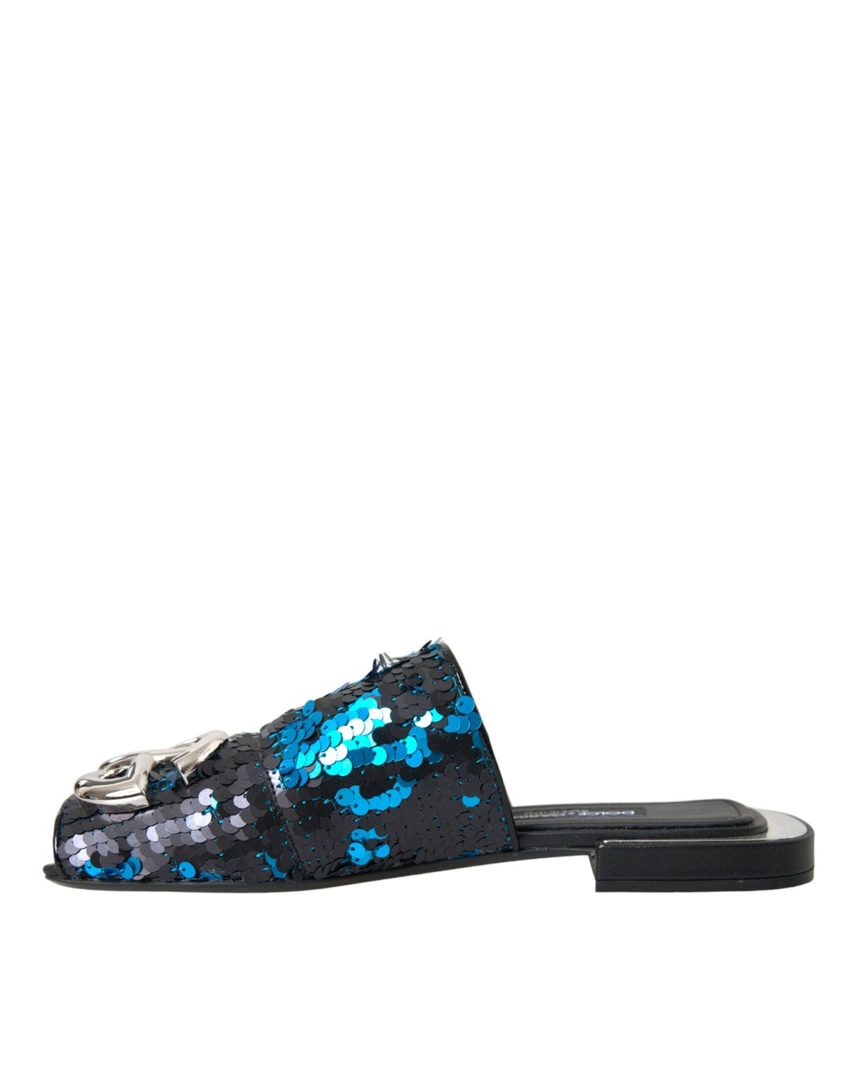 Sandalias con logo y lentejuelas azules de Dolce &amp; Gabbana