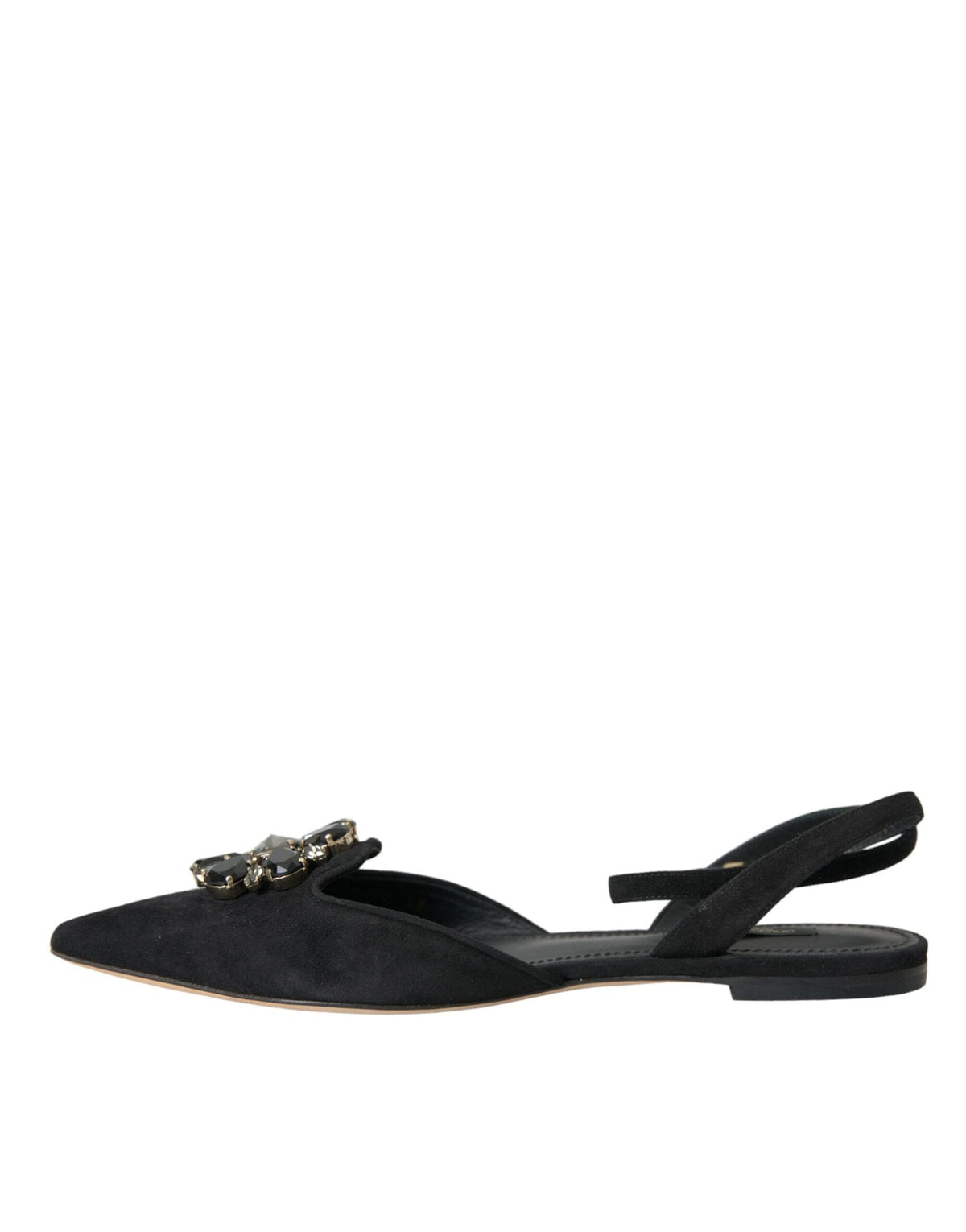 Sandalias con tiras cruzadas y cristales en cuero negro de Dolce &amp; Gabbana