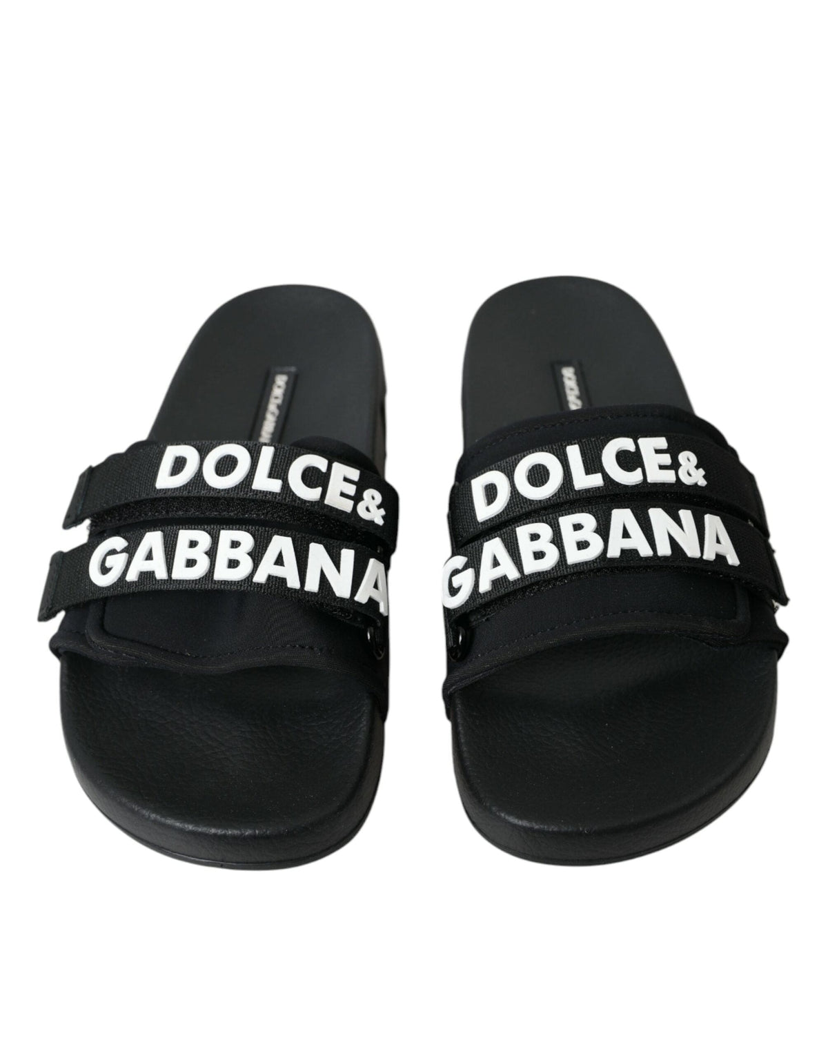 Claquettes en néoprène noires Dolce &amp; Gabbana Chaussures plates de plage