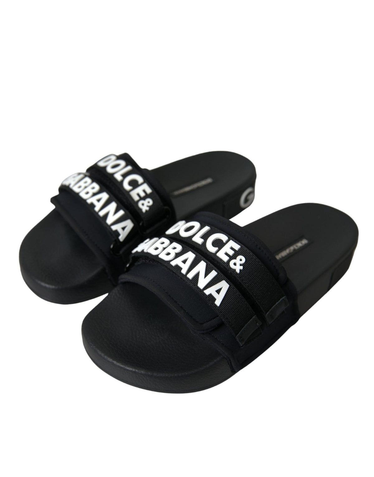 Claquettes en néoprène noires Dolce &amp; Gabbana Chaussures plates de plage