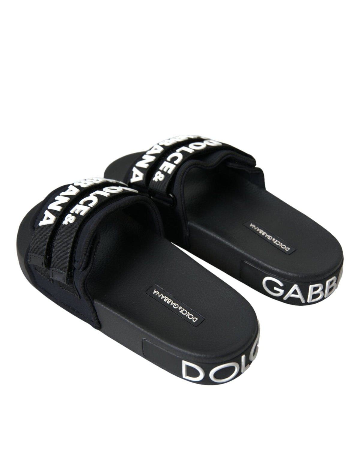 Claquettes en néoprène noires Dolce &amp; Gabbana Chaussures plates de plage