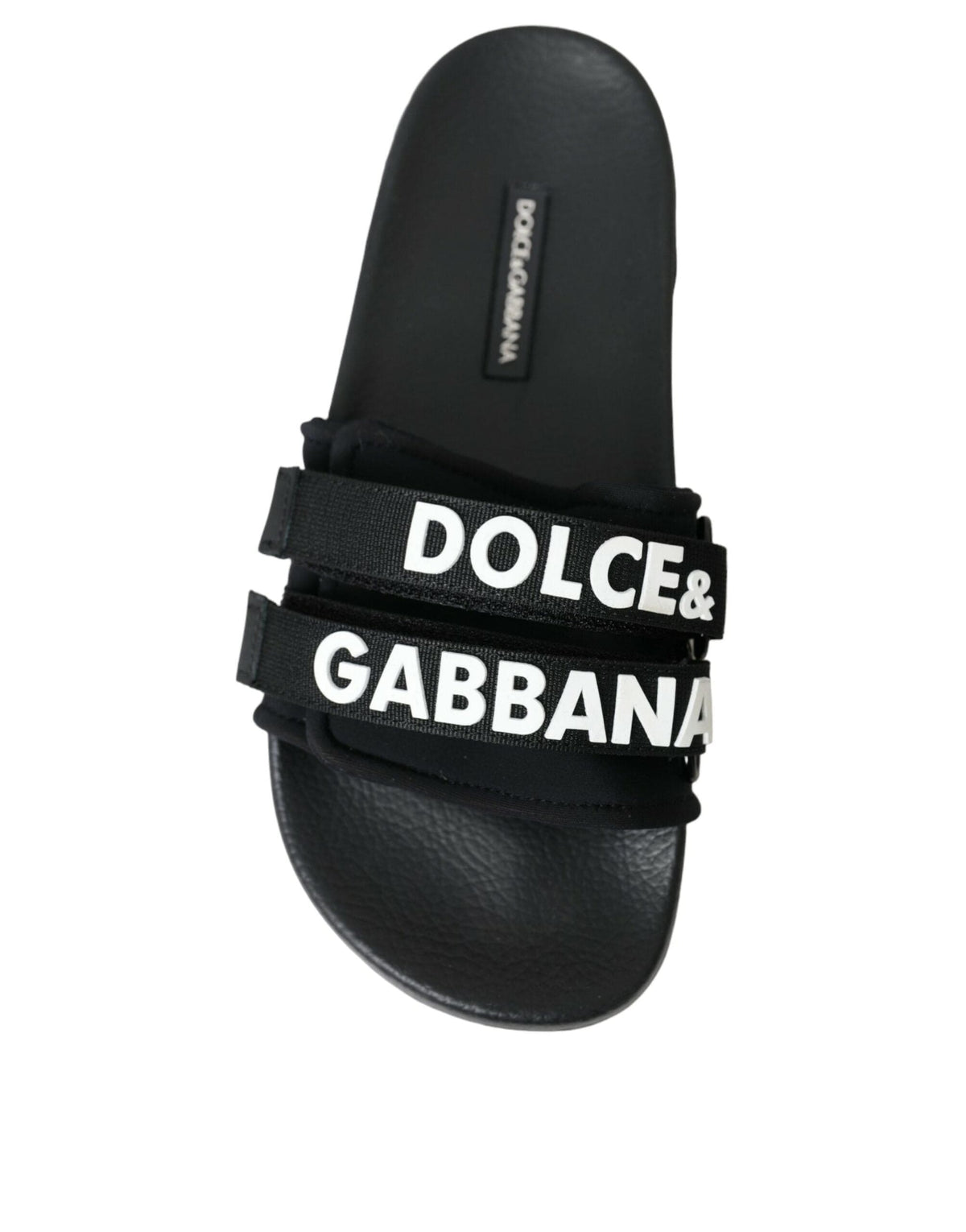 Claquettes en néoprène noires Dolce &amp; Gabbana Chaussures plates de plage