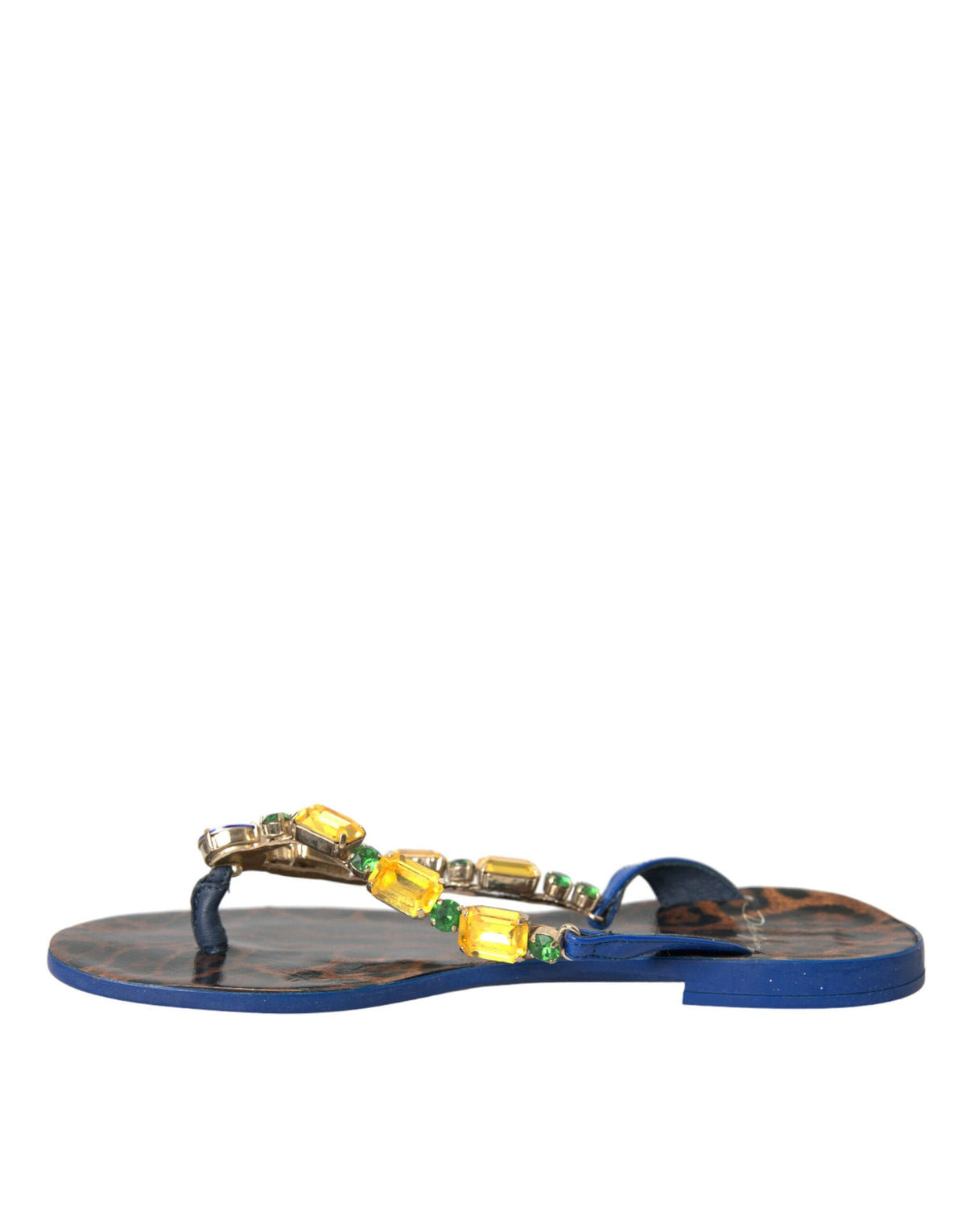 Chaussures de plage en cuir de veau cristal bleu Dolce &amp; Gabbana