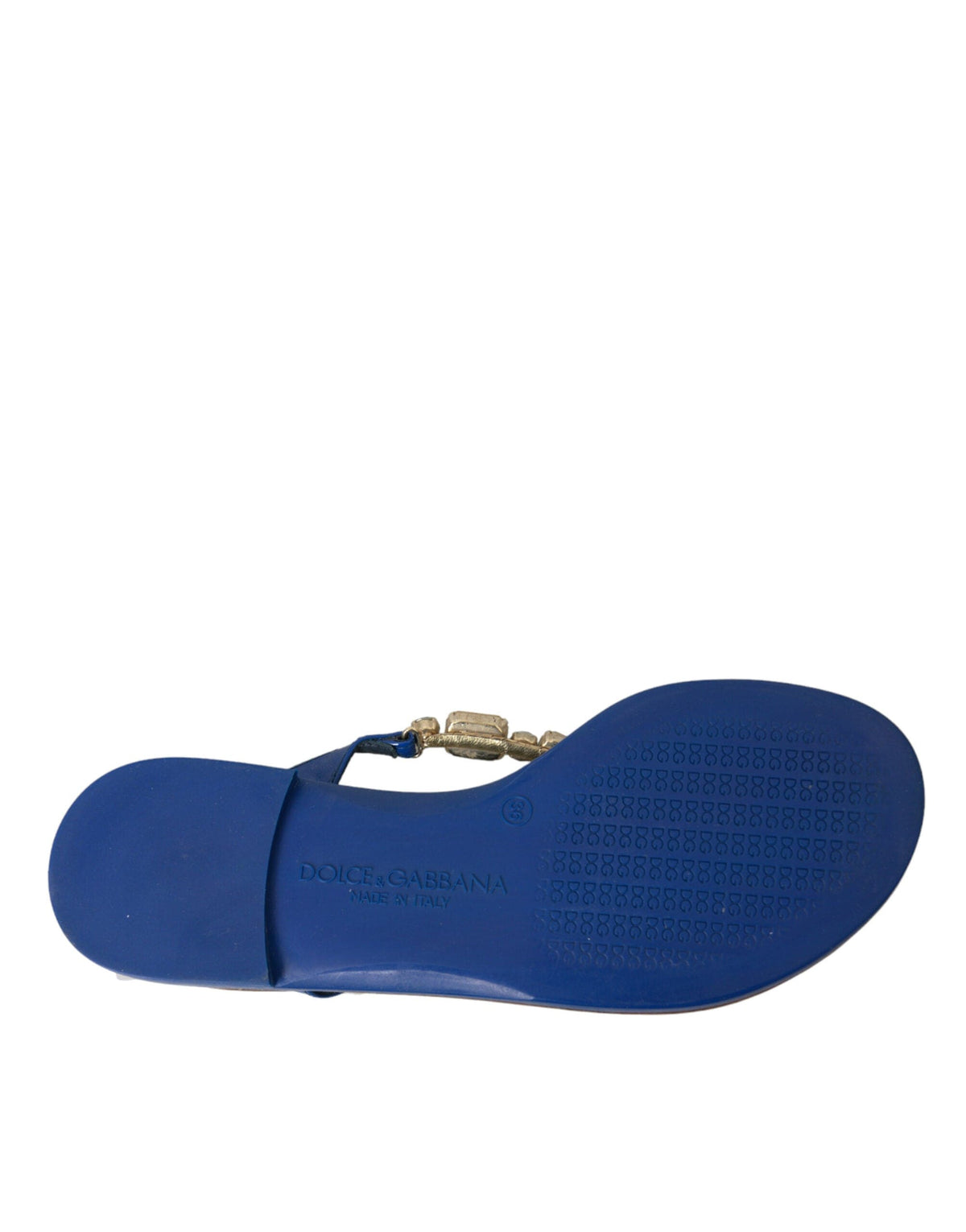 Chaussures de plage en cuir de veau cristal bleu Dolce &amp; Gabbana