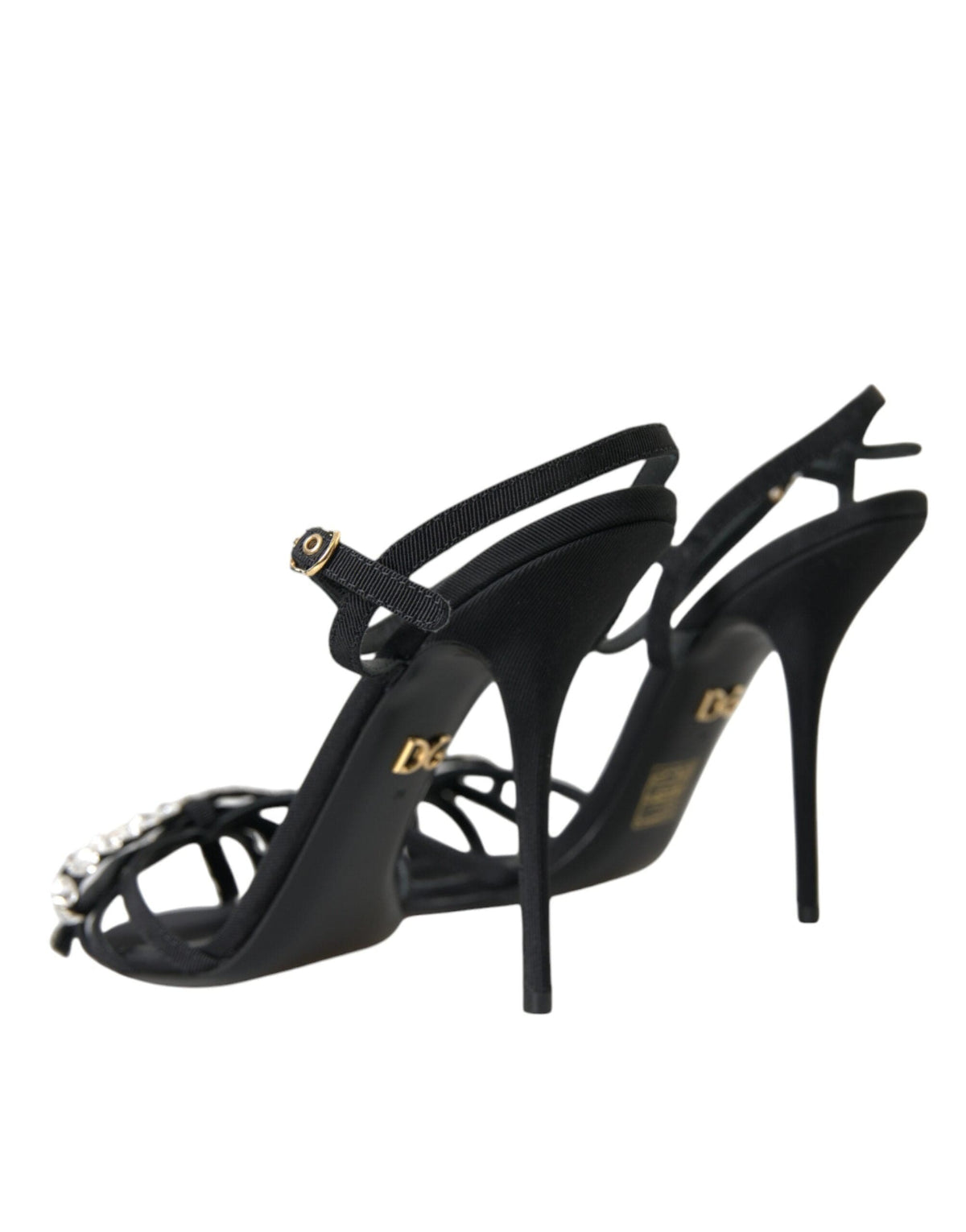 Sandales à talons et nœuds en viscose noire Dolce &amp; Gabbana