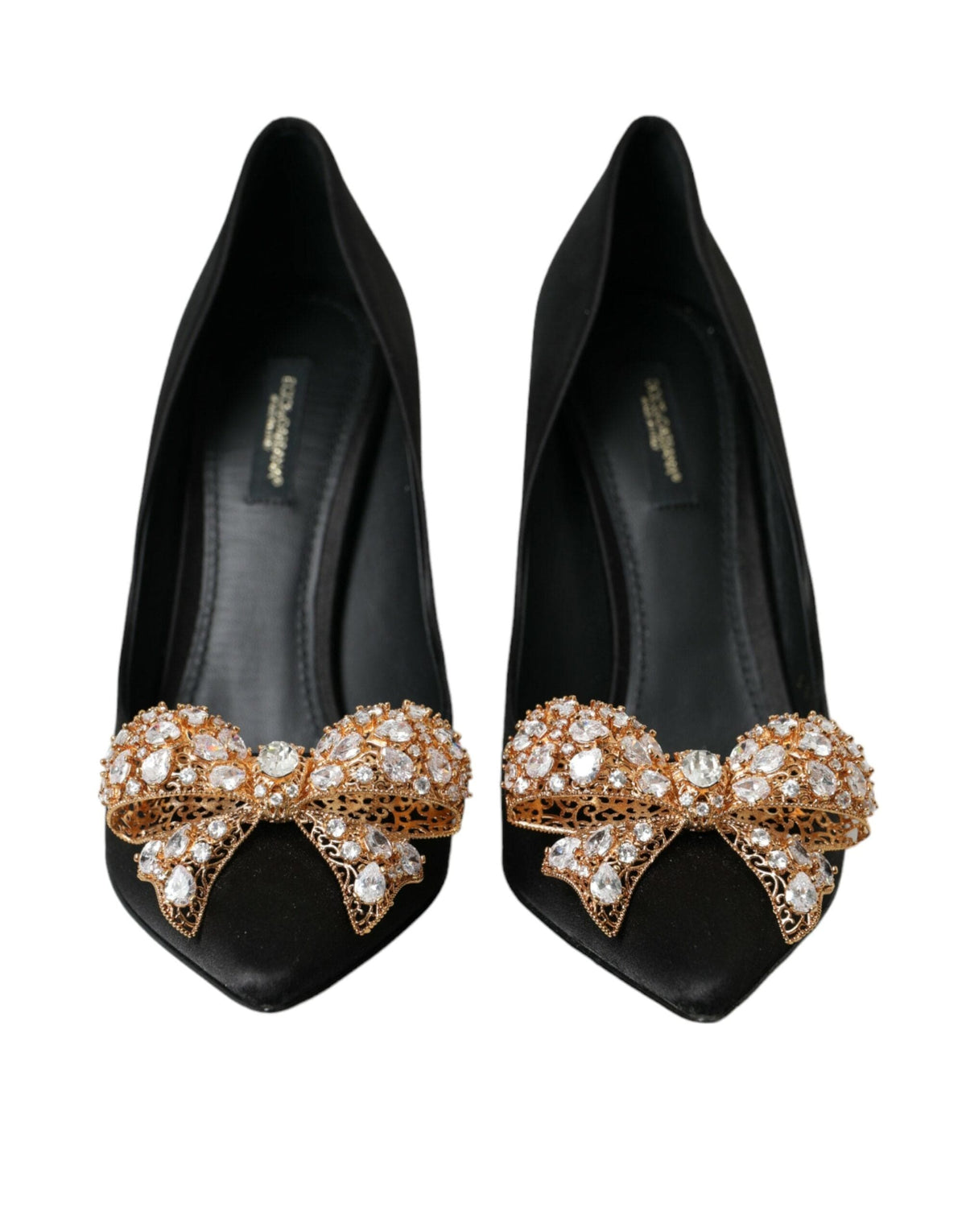 Escarpins à talons ornés de nœuds en satin noir Dolce &amp; Gabbana