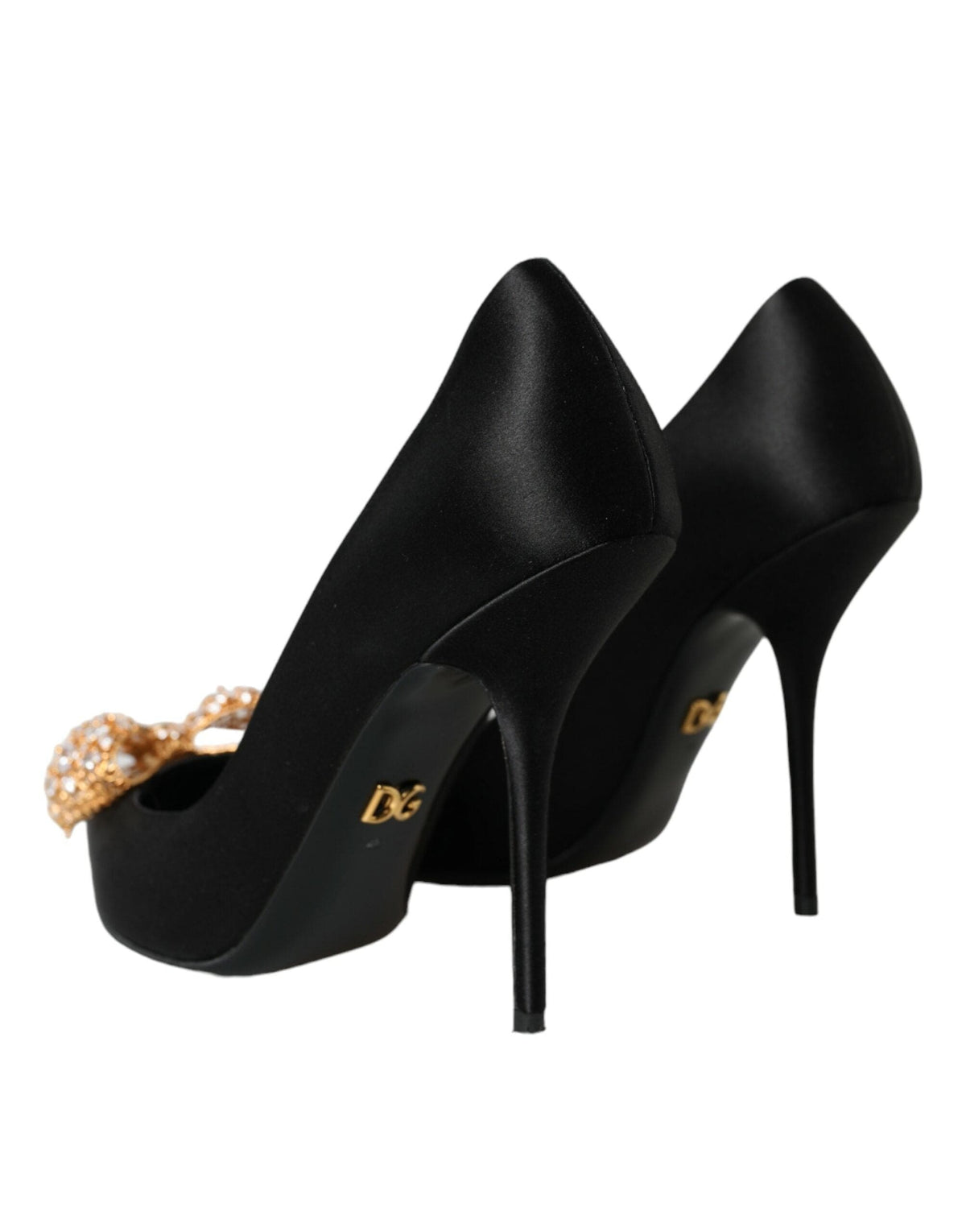 Escarpins à talons ornés de nœuds en satin noir Dolce &amp; Gabbana