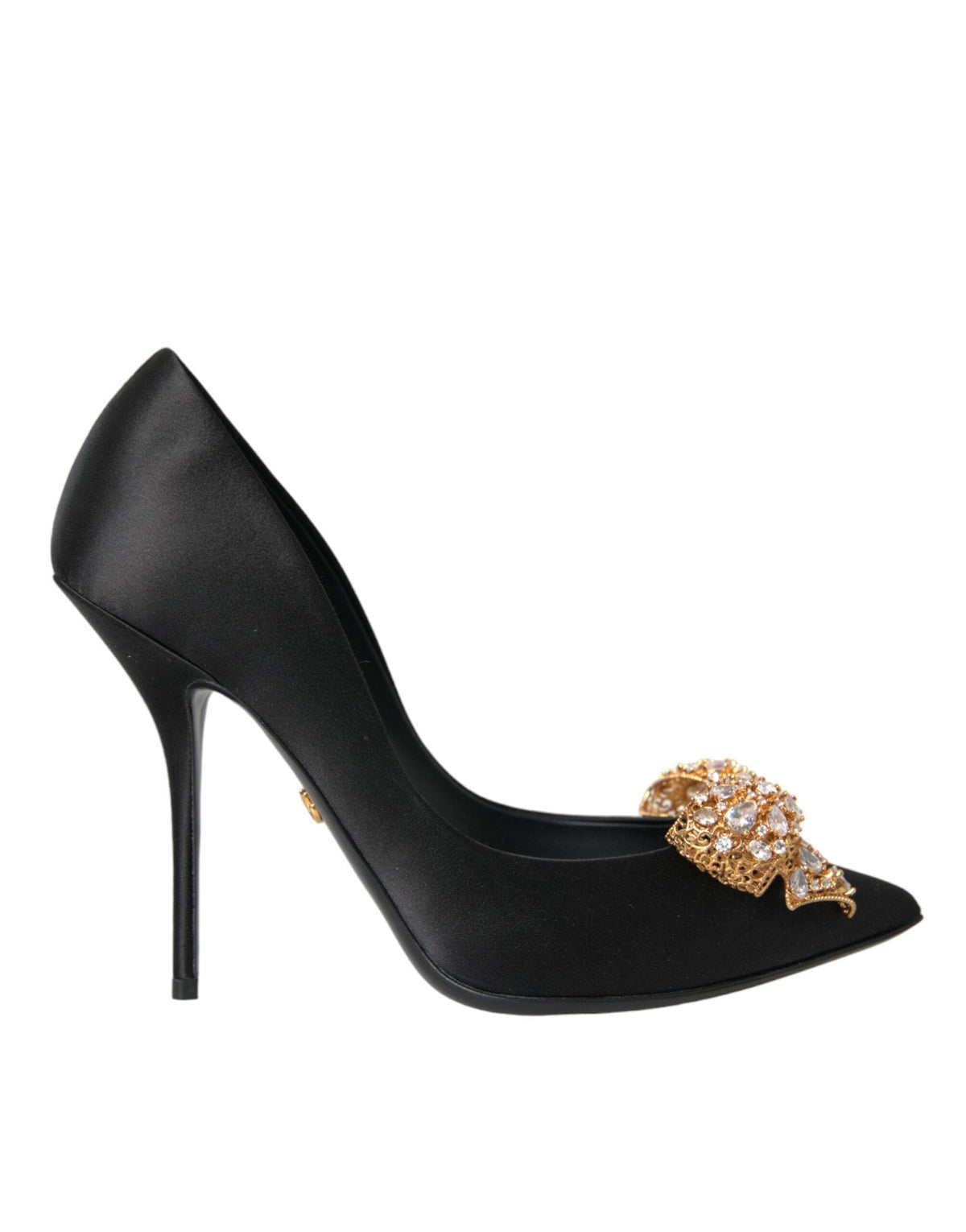 Escarpins à talons ornés de nœuds en satin noir Dolce &amp; Gabbana