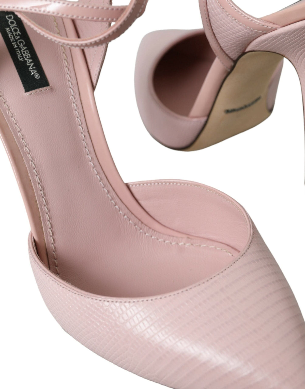 Dolce & Gabbana Pink Leather Ankle Strap Heels Pumps Shoes