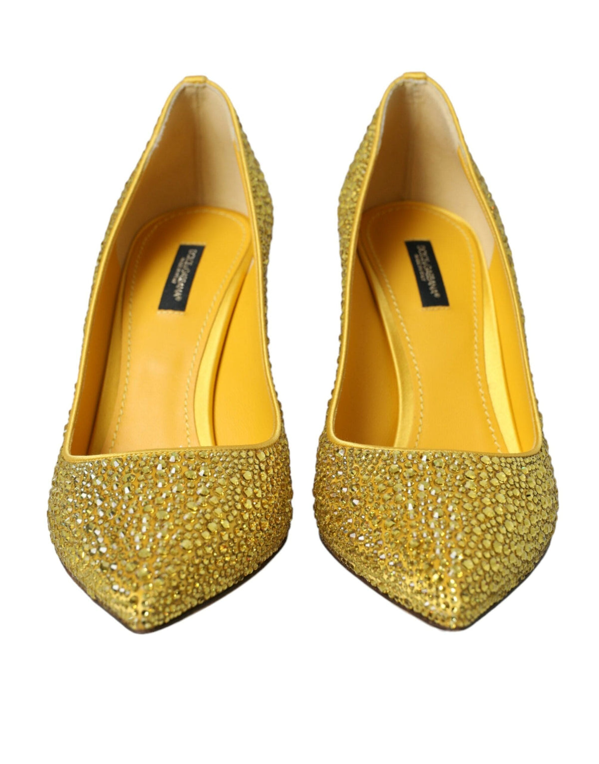 Escarpins à talons en cristal strass jaune Dolce &amp; Gabbana