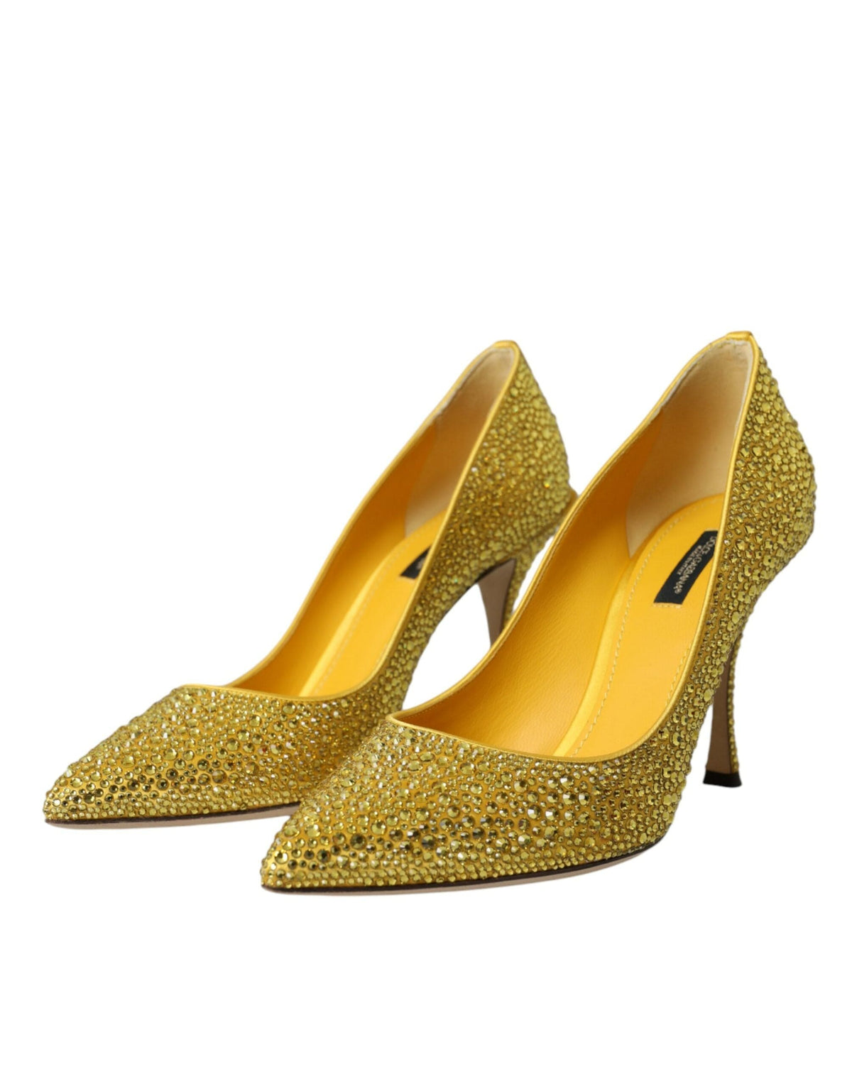 Escarpins à talons en cristal strass jaune Dolce &amp; Gabbana