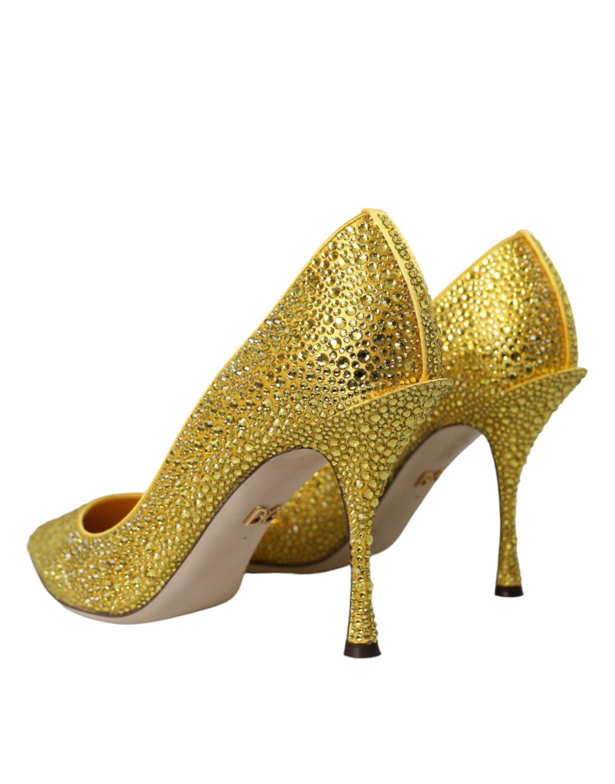 Escarpins à talons en cristal strass jaune Dolce &amp; Gabbana