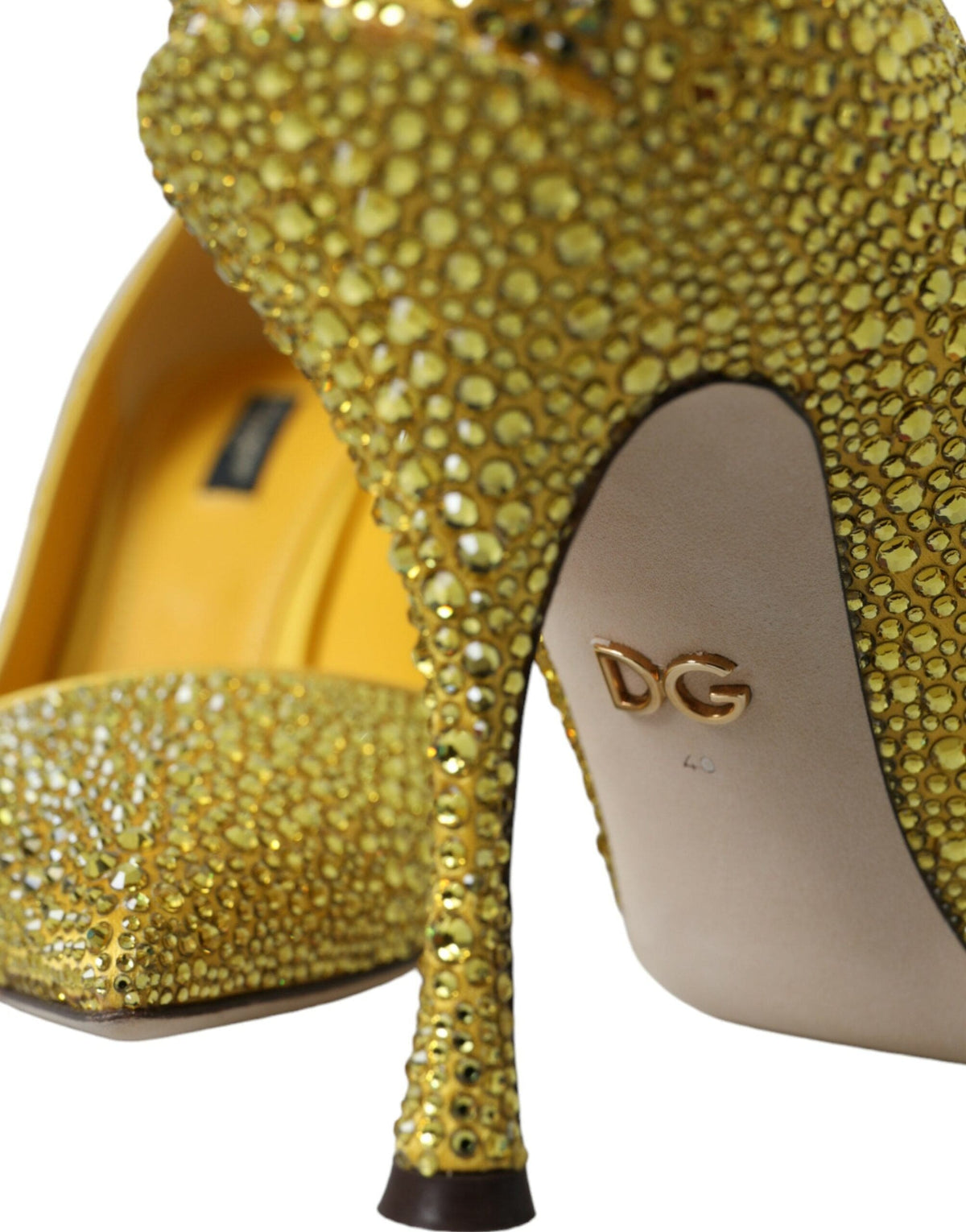 Escarpins à talons en cristal strass jaune Dolce &amp; Gabbana