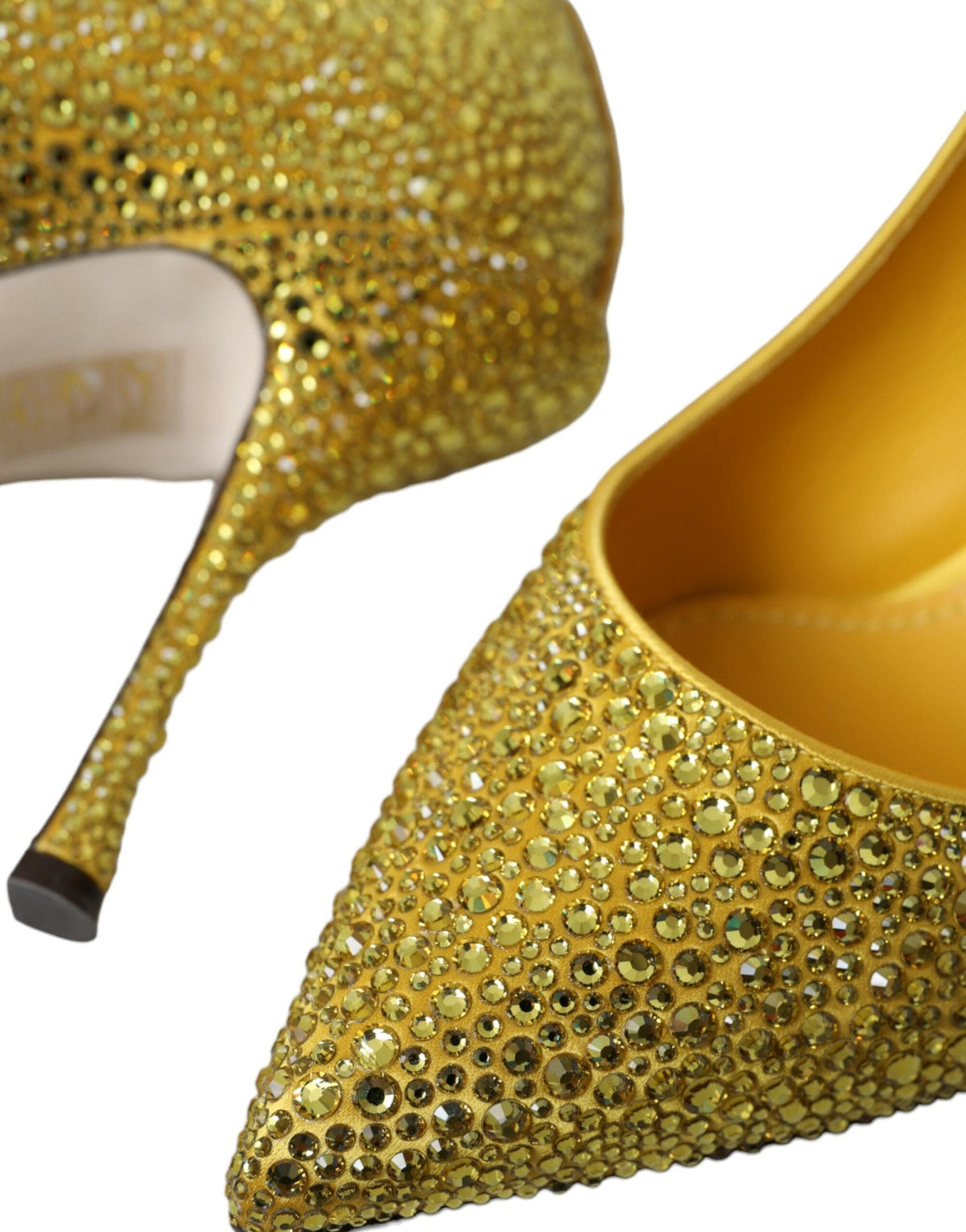 Dolce & Gabbana Yellow Strass Crystal Heels Pumps Shoes