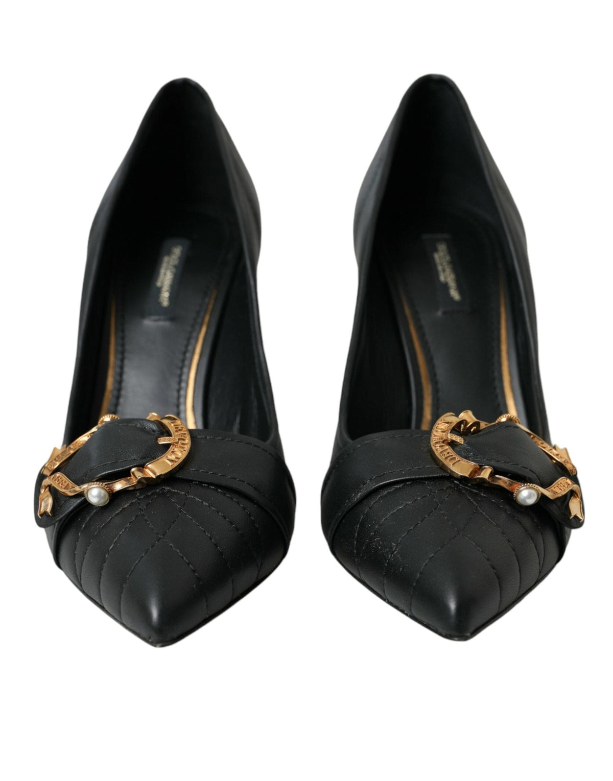 Escarpins à talons en cuir noir Dolce &amp; Gabbana Devotion