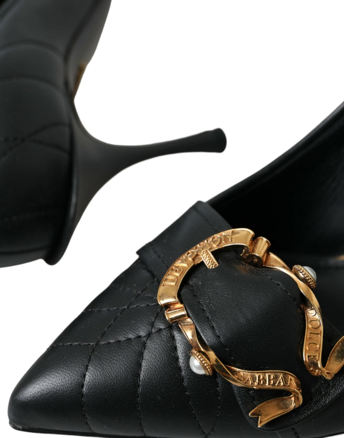 Escarpins à talons en cuir noir Dolce &amp; Gabbana Devotion