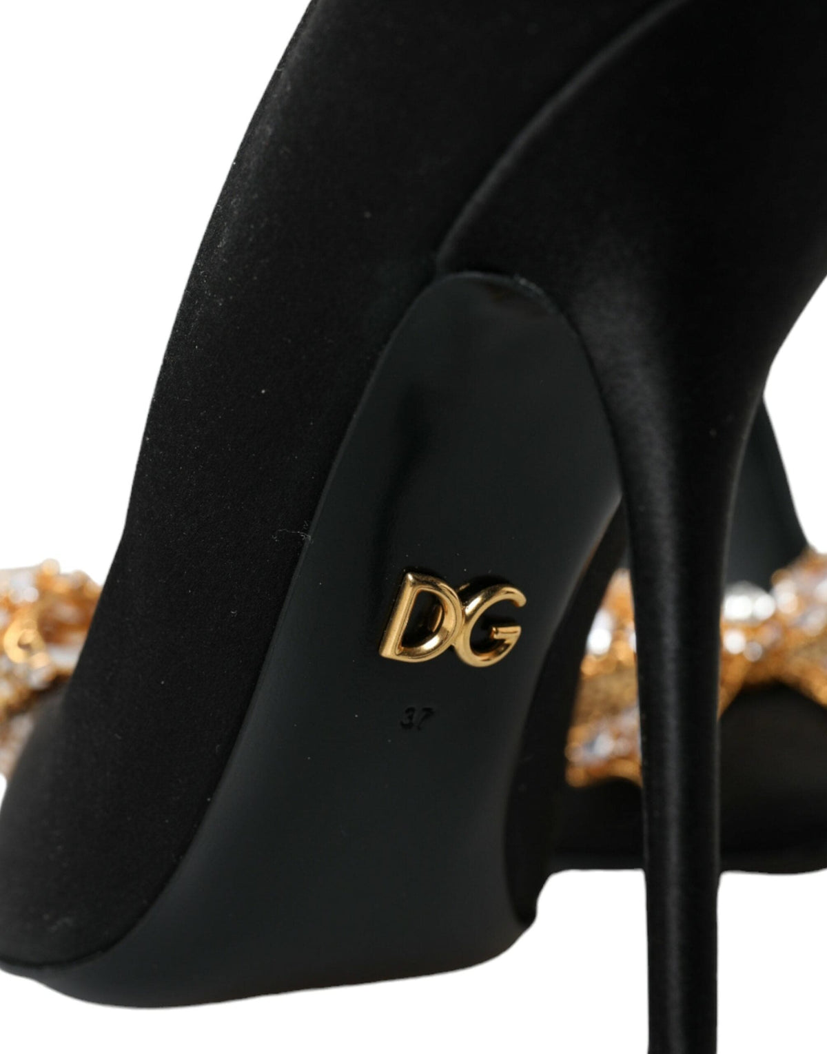 Escarpins à talons en satin noir et cristal Dolce &amp; Gabbana